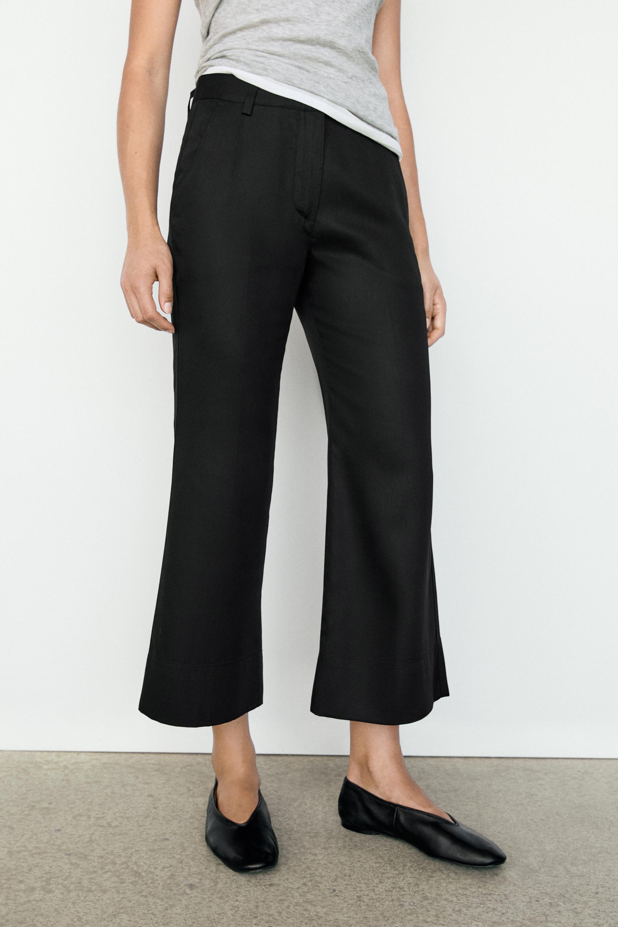 Cropped flare pants — BLACK