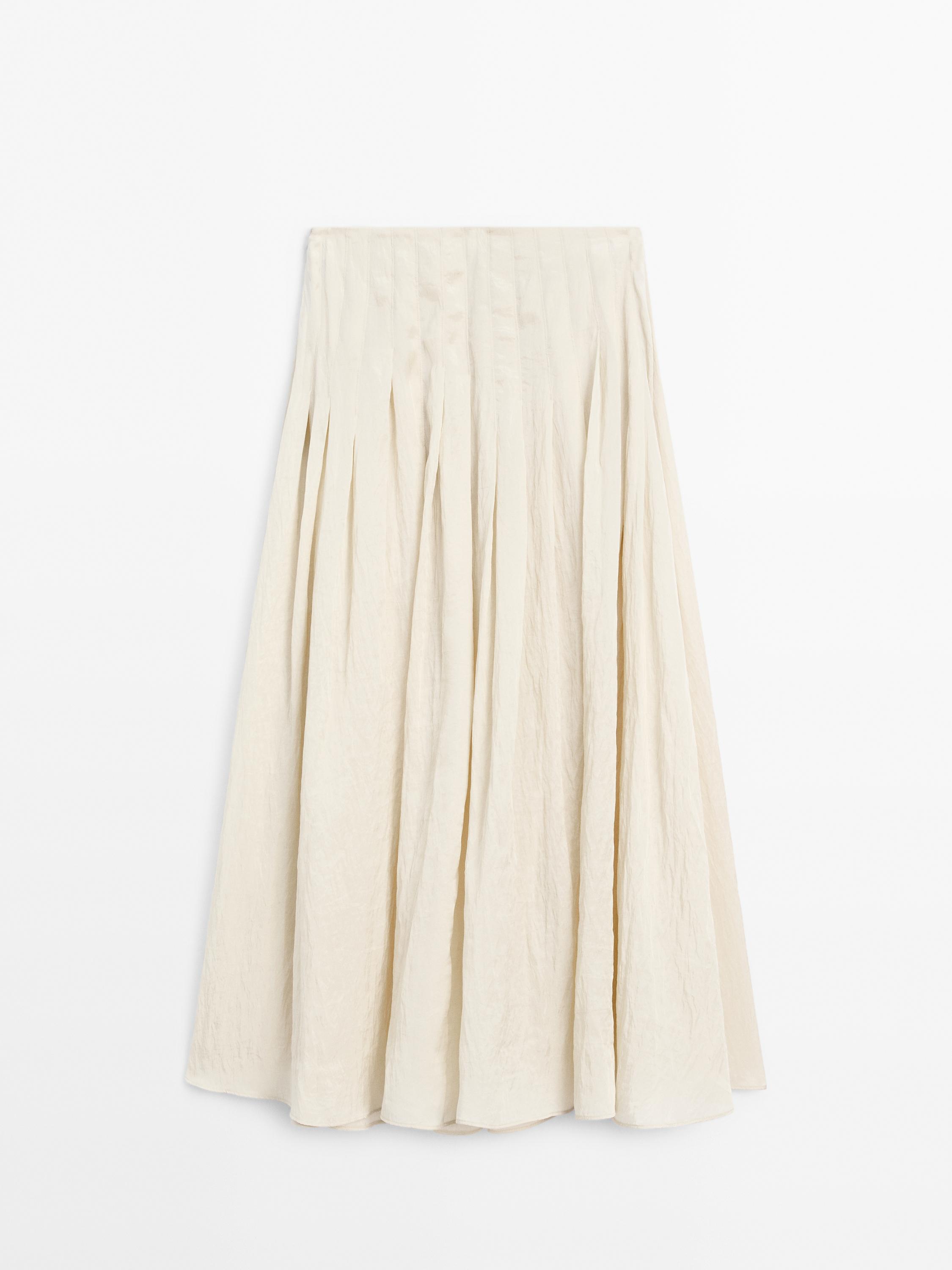 Flowing midi skirt with box pleats