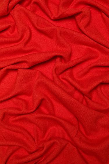 Plain wool-cashmere blend fine knit scarf — RED 2