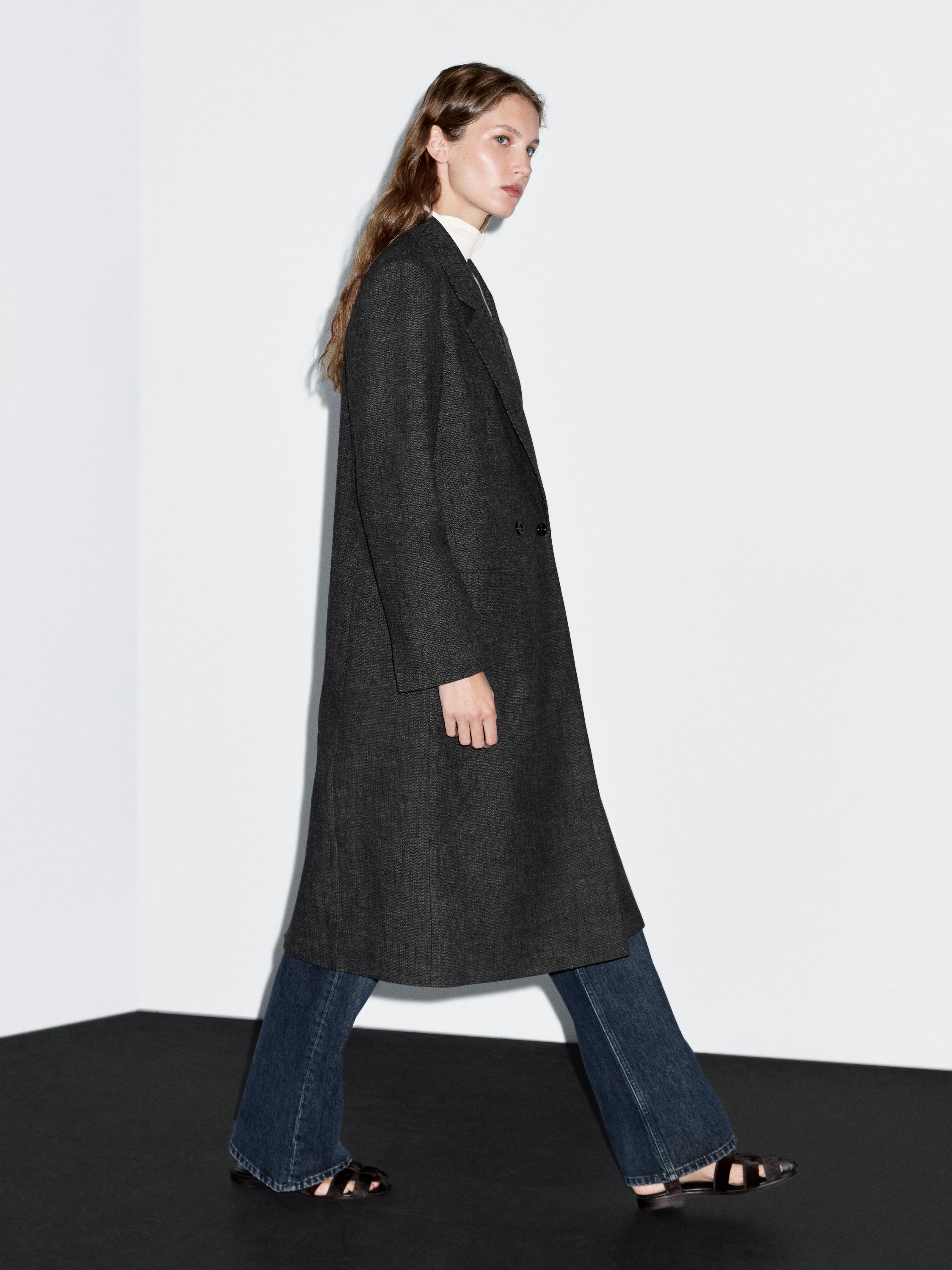 Manteau long à chevrons