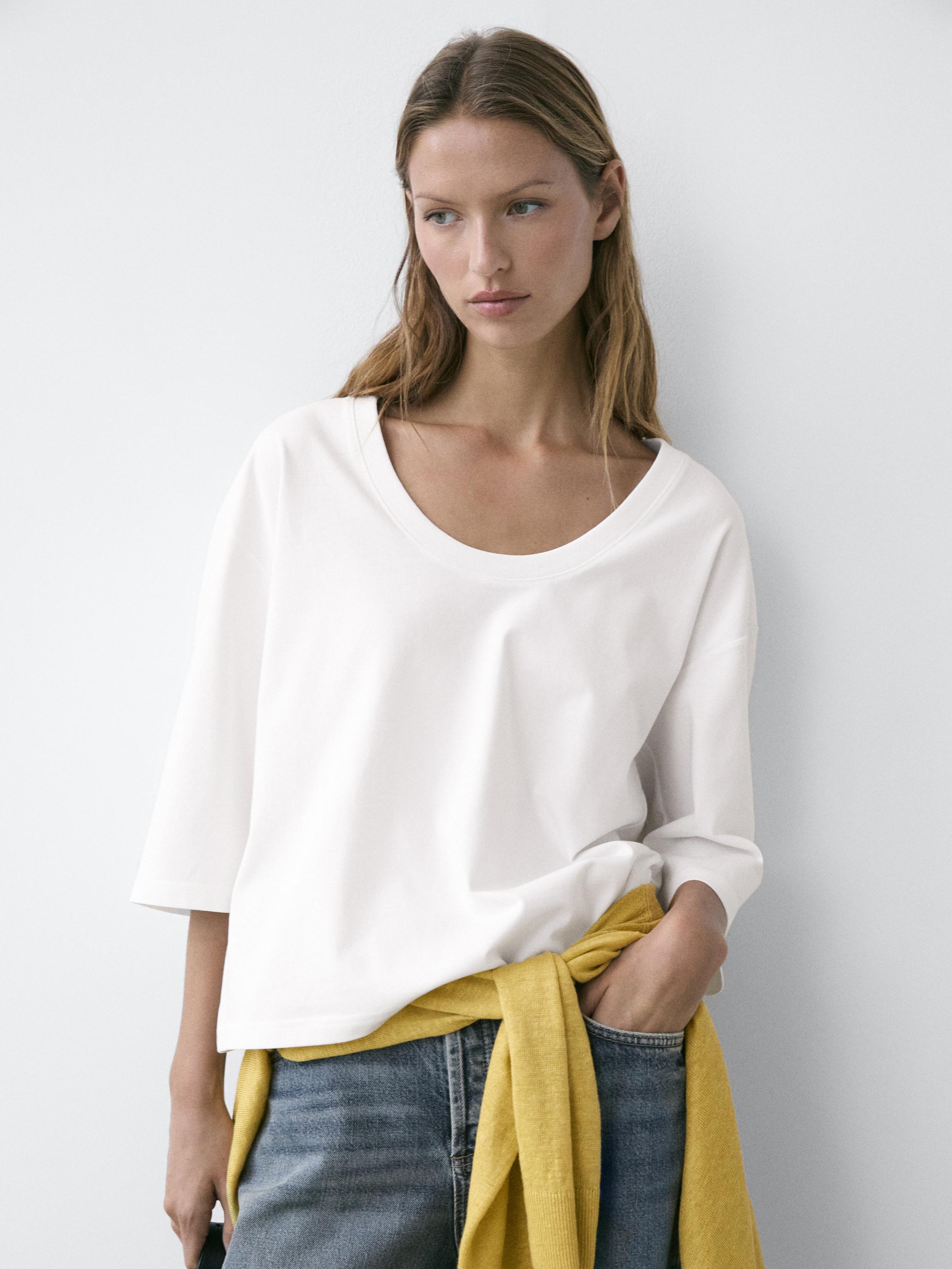 Pot yaka %100 pamuklu t-shirt