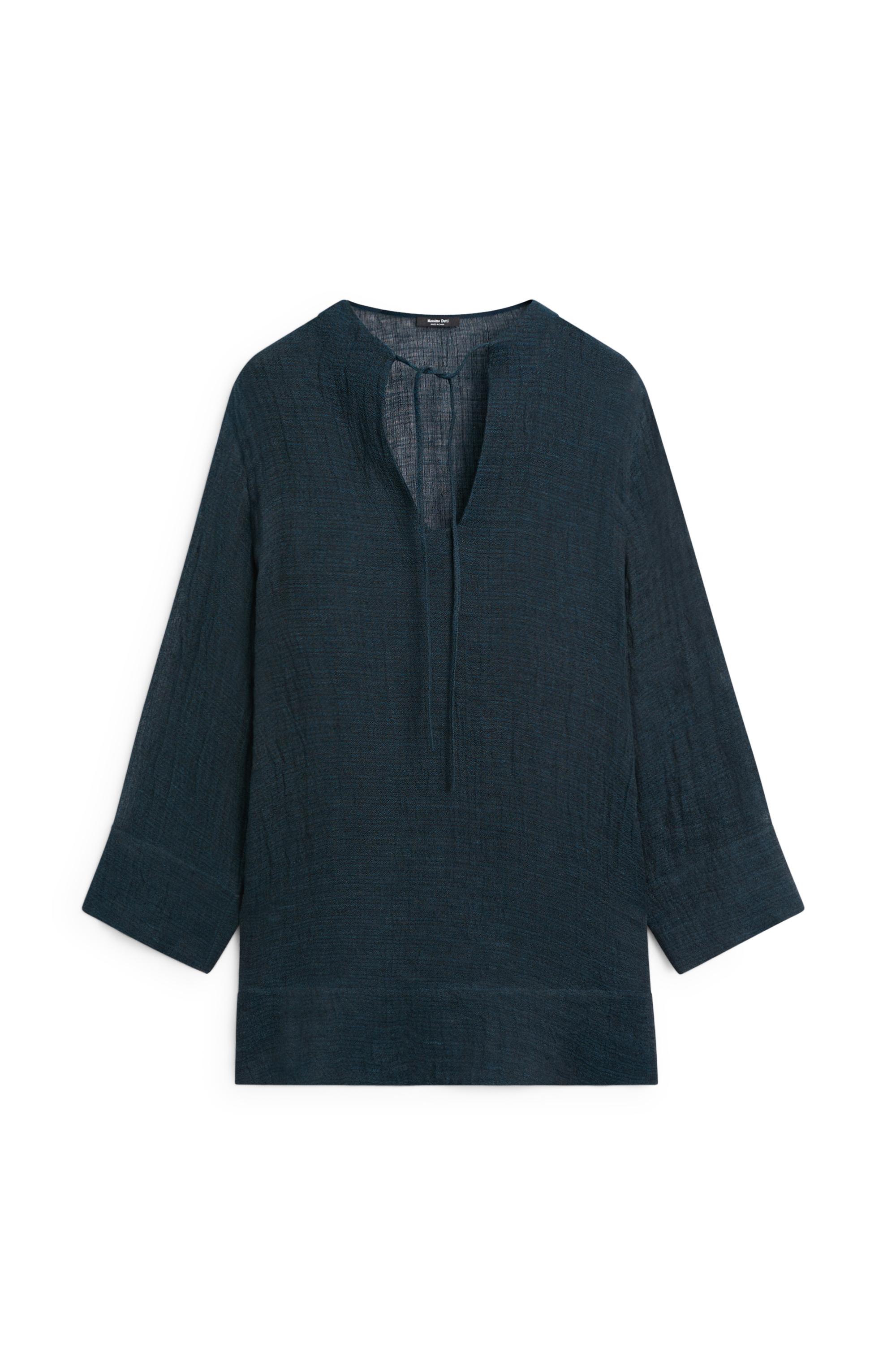 100% linen flowy mini dress — BLUE