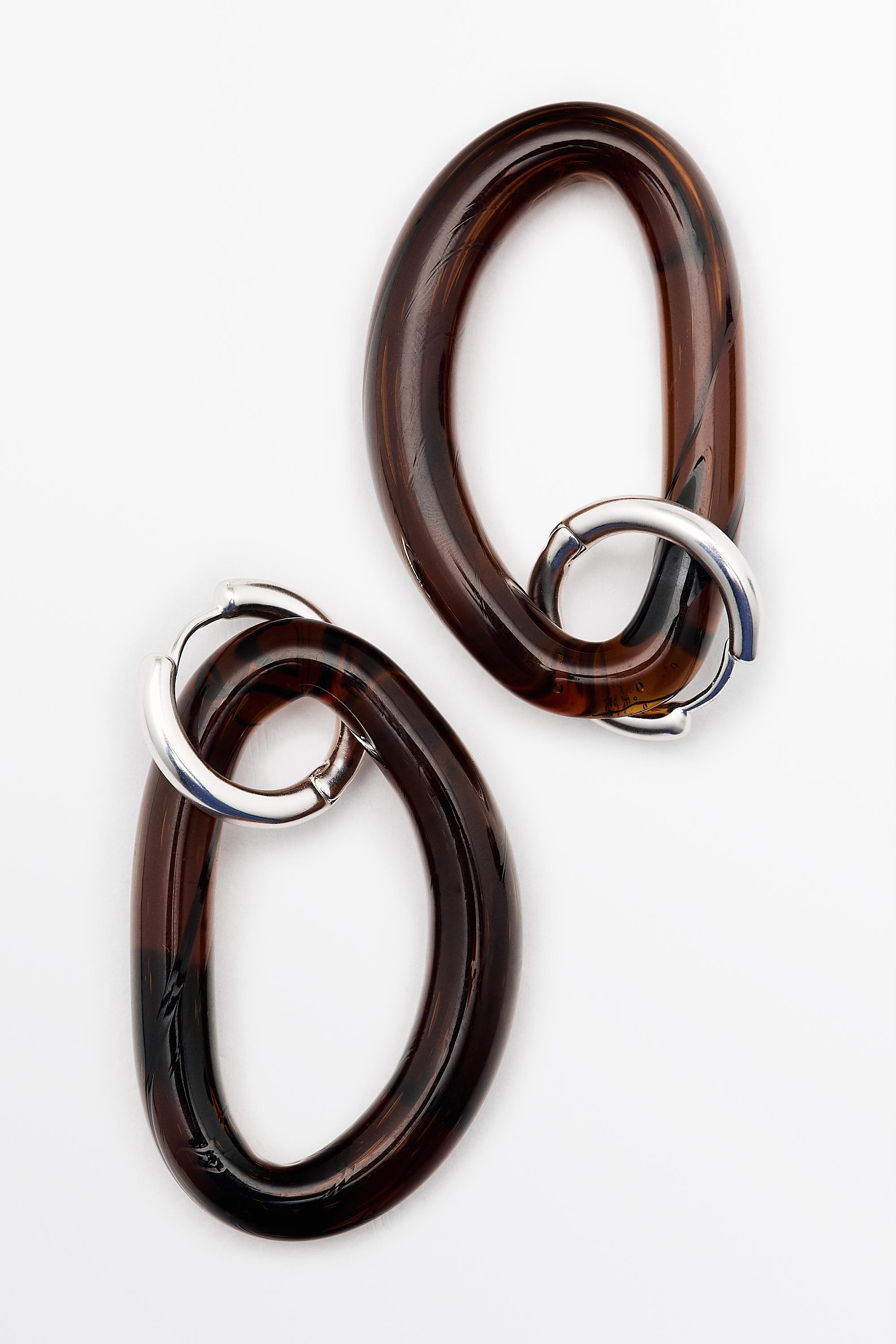 Glass hoop earrings — Caramel