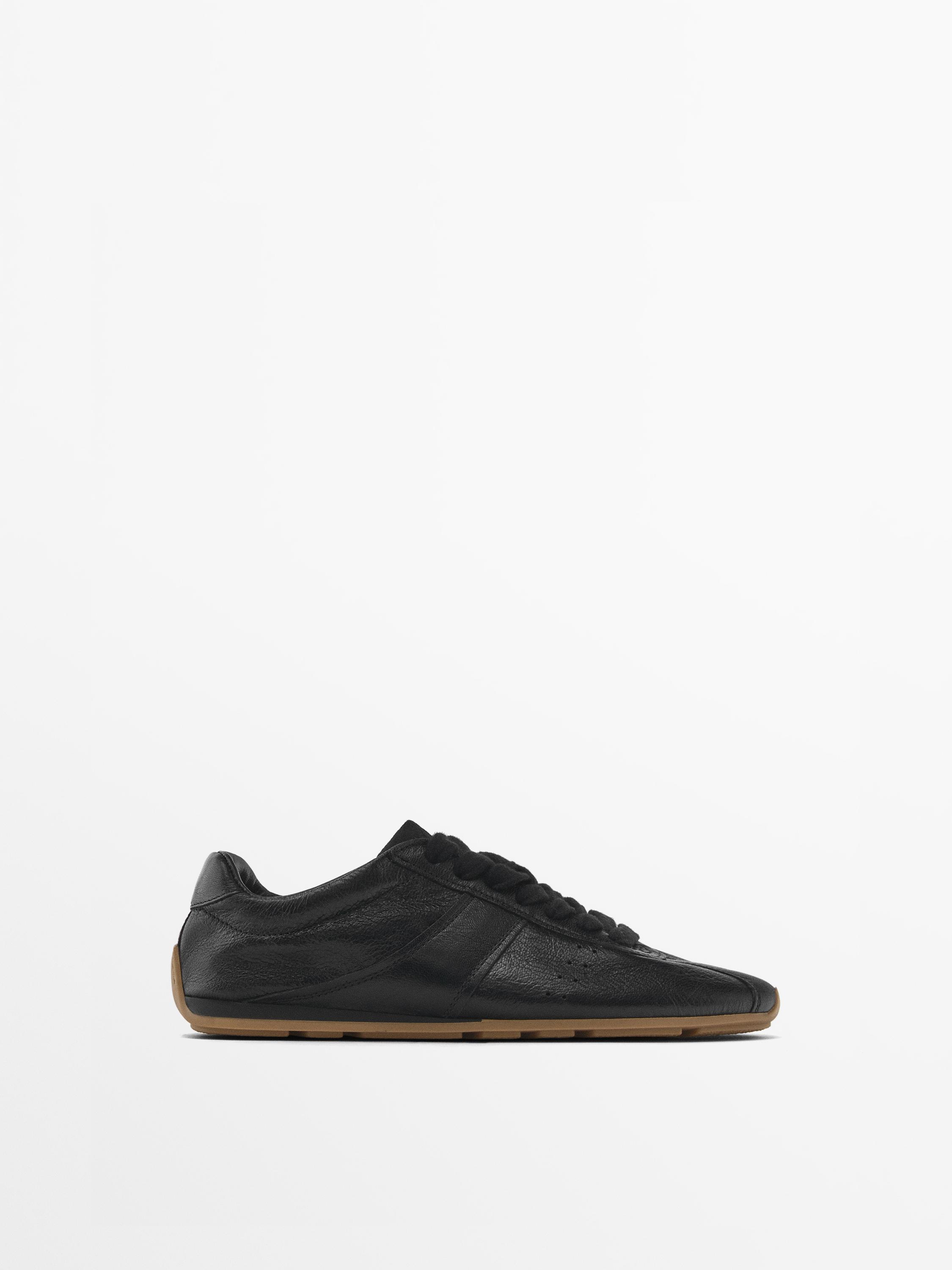 Soft trainers with flap detail Black Shoes Massimo Dutti