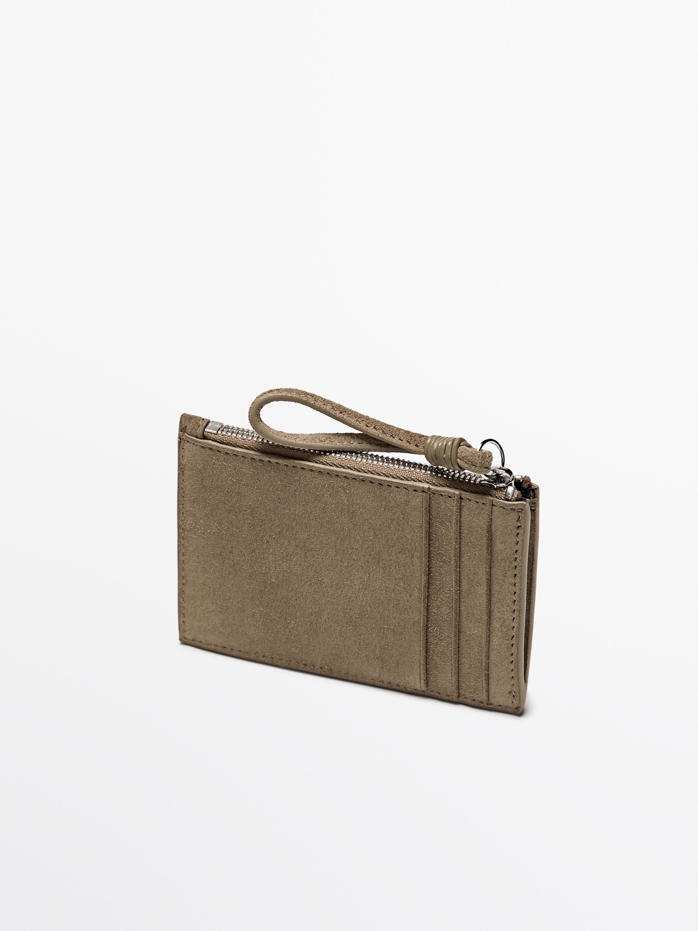 Small split suede leather wallet