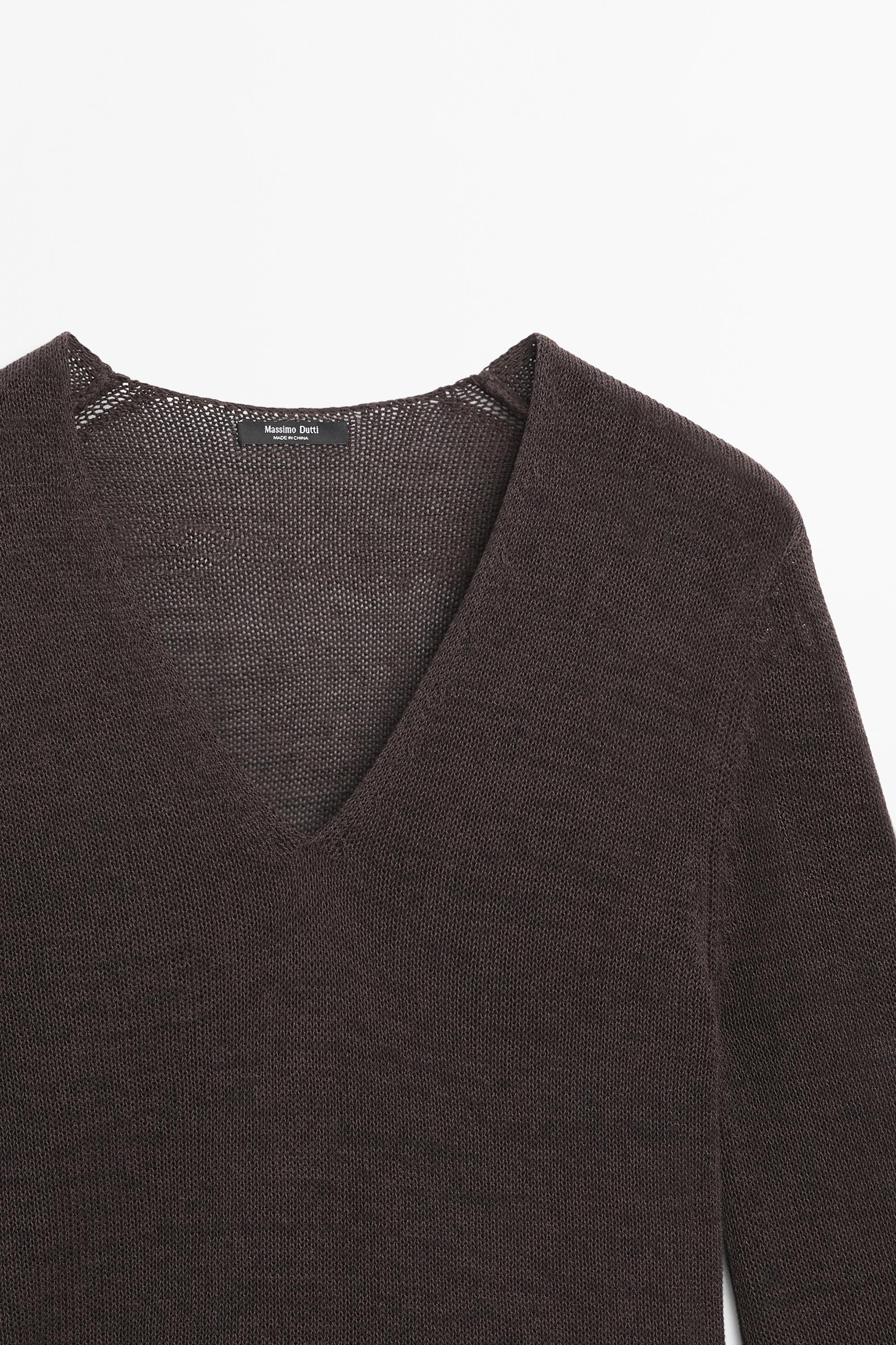 Contrast cotton blend knit dress — Reddish brown