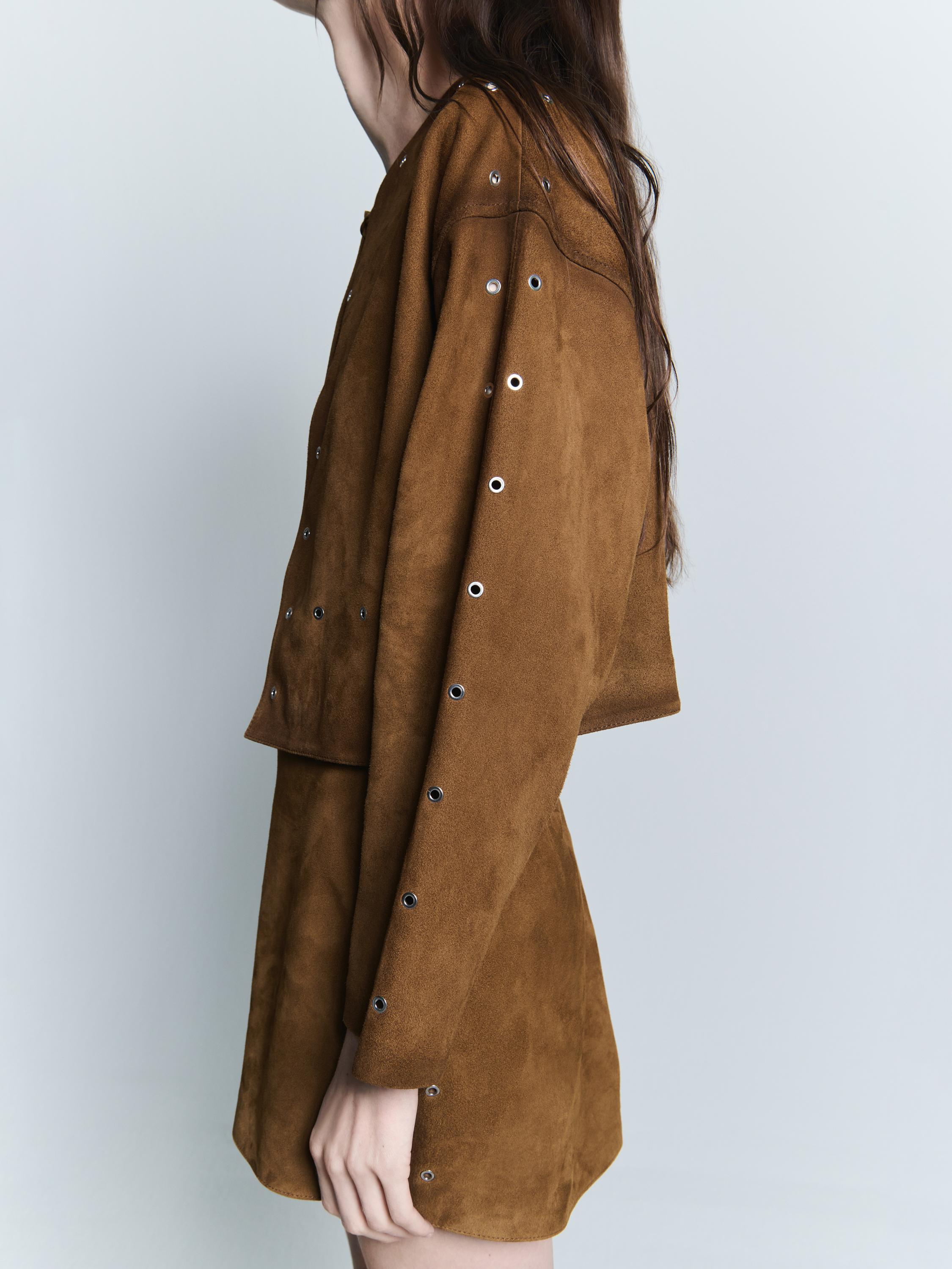 Chaqueta eyelets piel ante