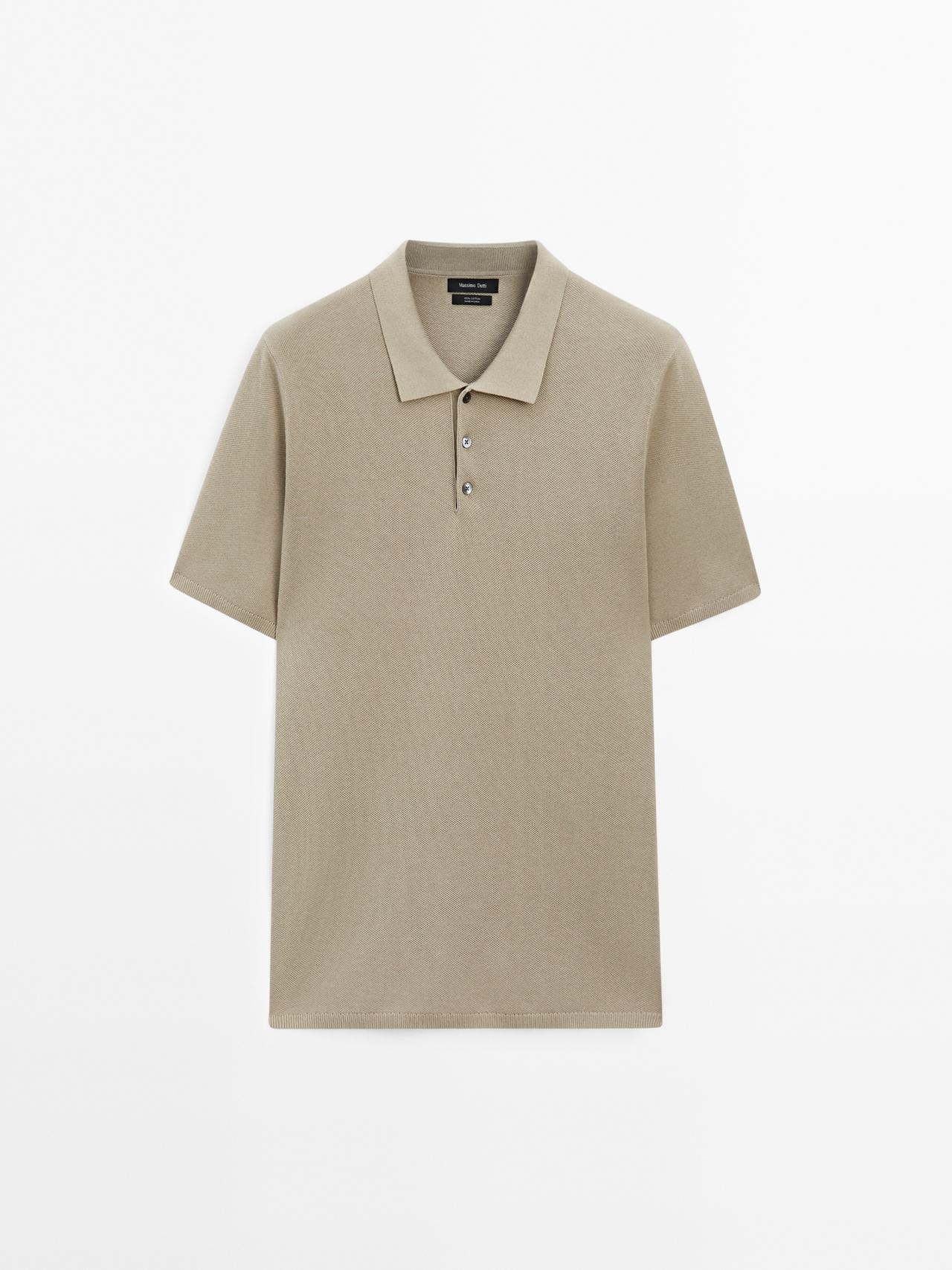 Massimo Dutti - Herre - Poloshirt I Strukturstrik Af 100 % Bomuld - Grøn - Xxl