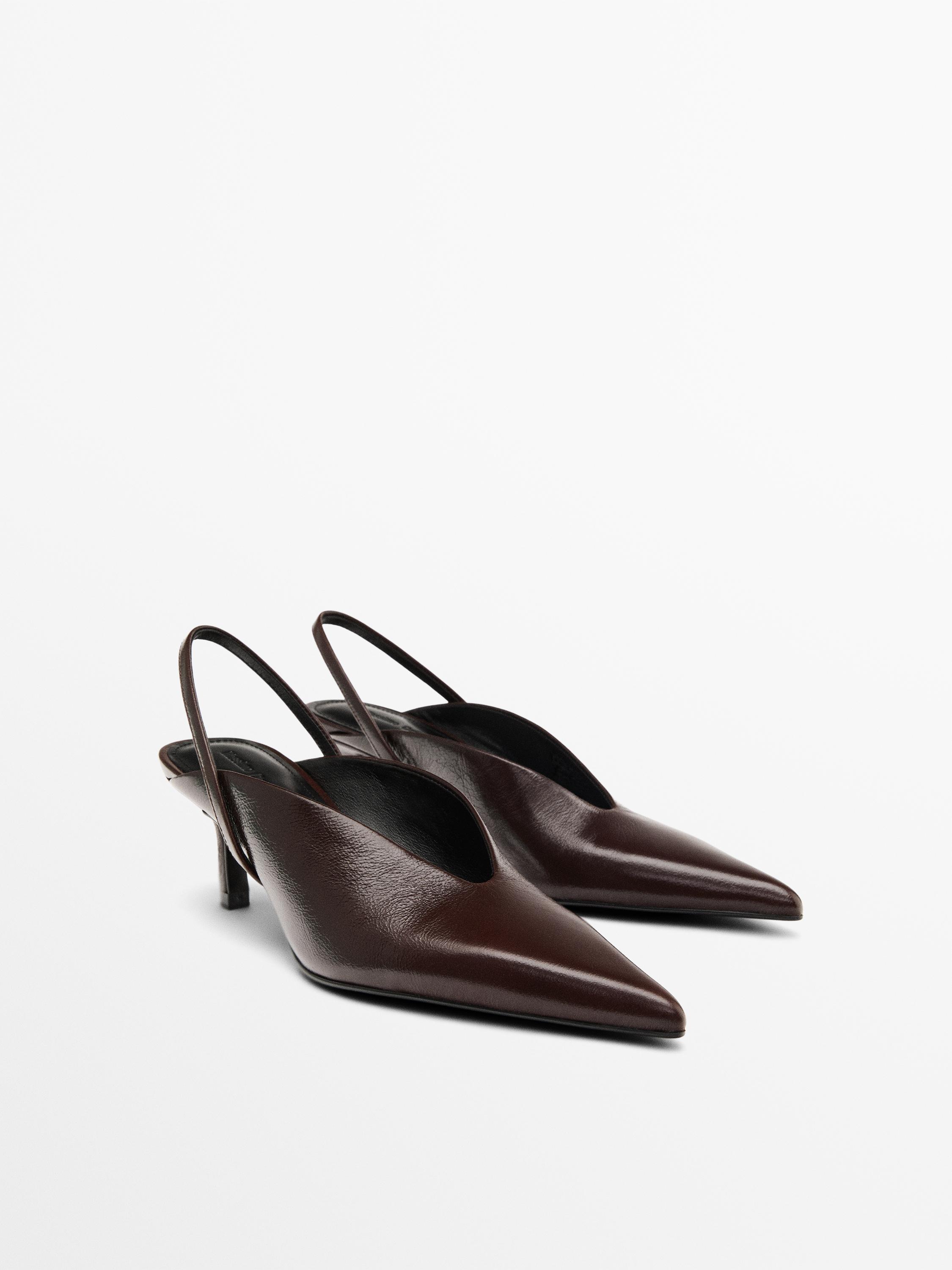 High-heel slingback shoes — BURGUNDY