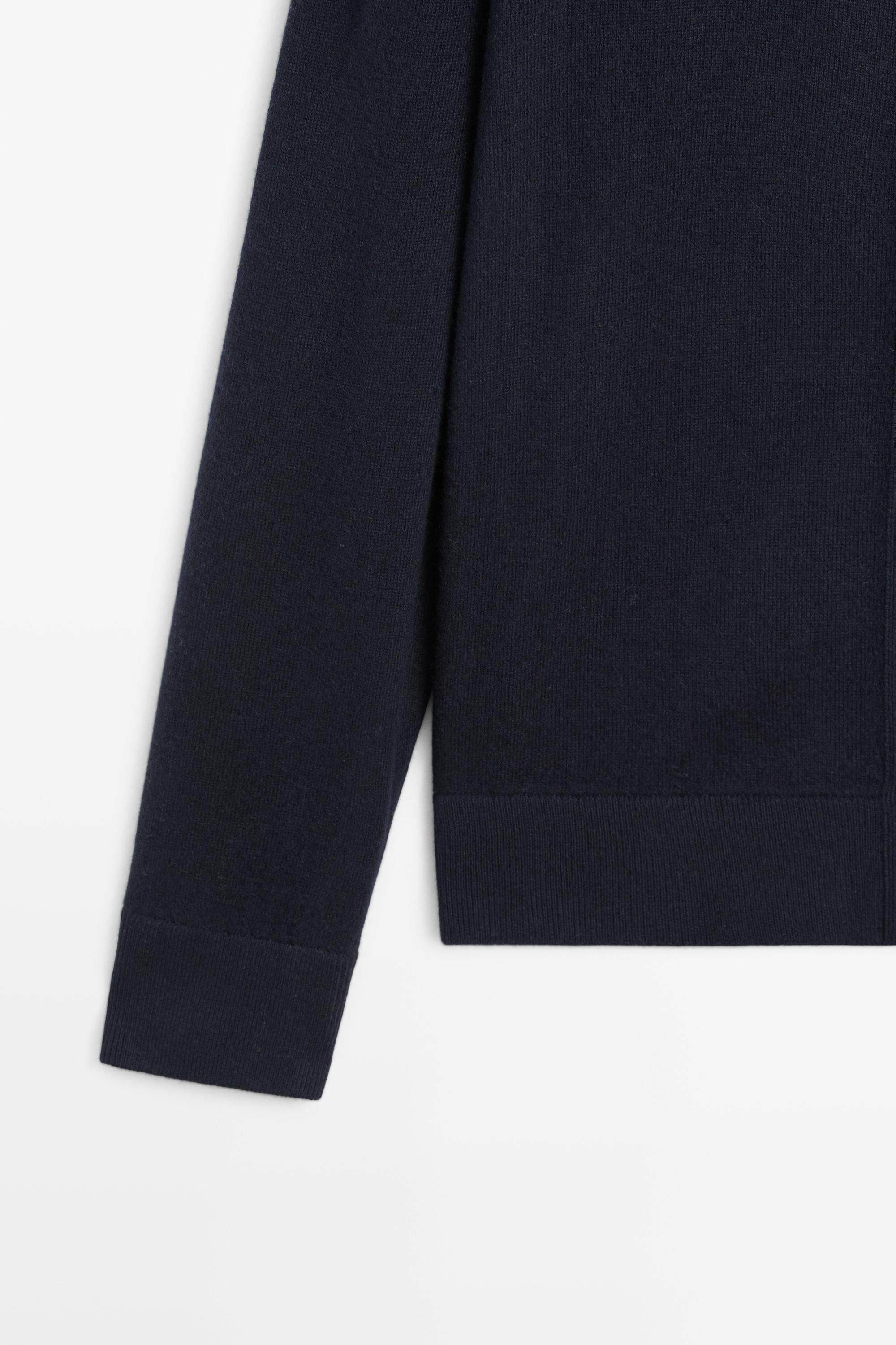 Wool blend cardigan with zip detail — NAVY BLUE