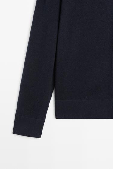 Wool blend cardigan with zip detail — NAVY BLUE 7