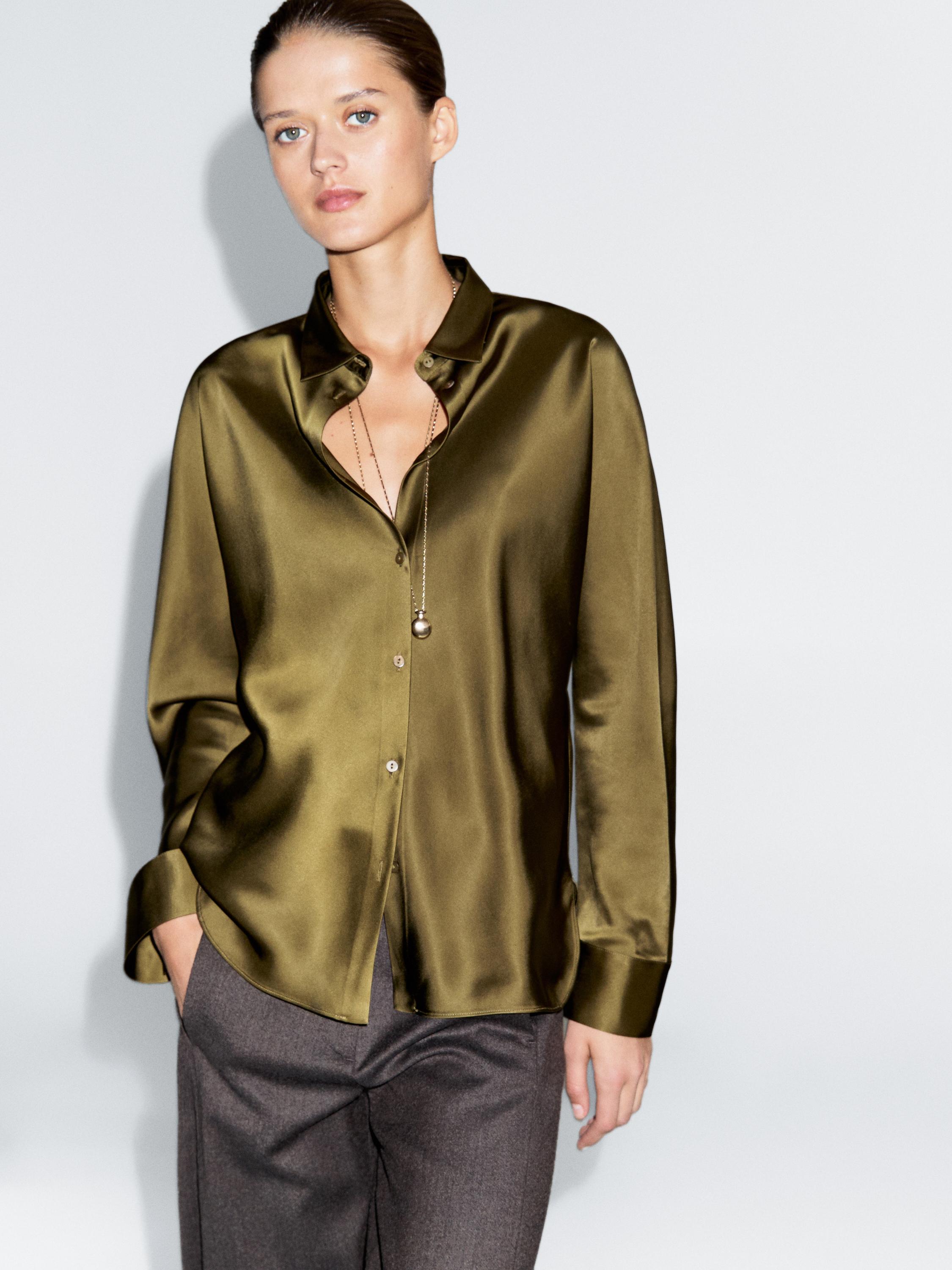Satin shirt with batwing sleeves