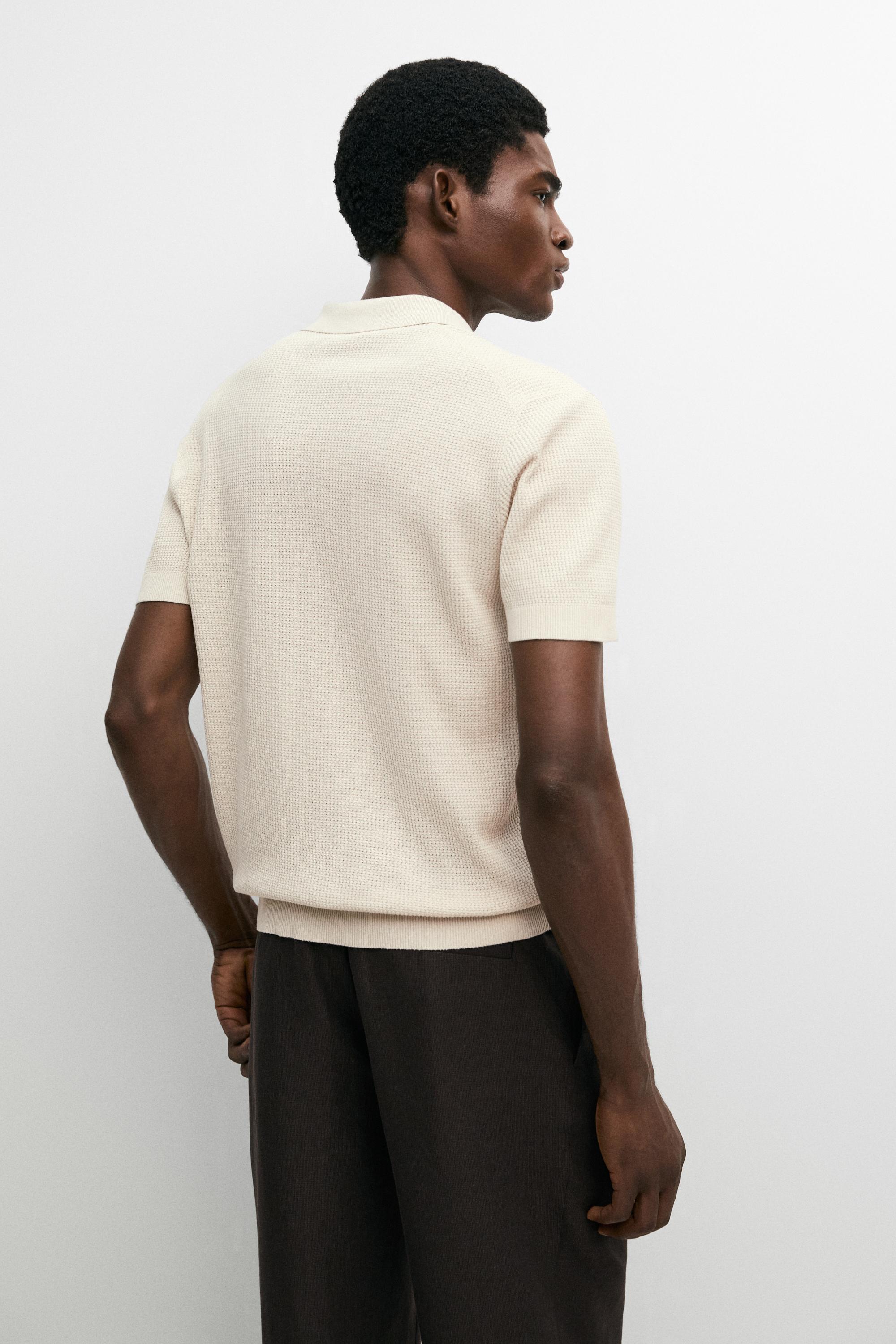 100% cotton button-collar polo shirt — CREAM