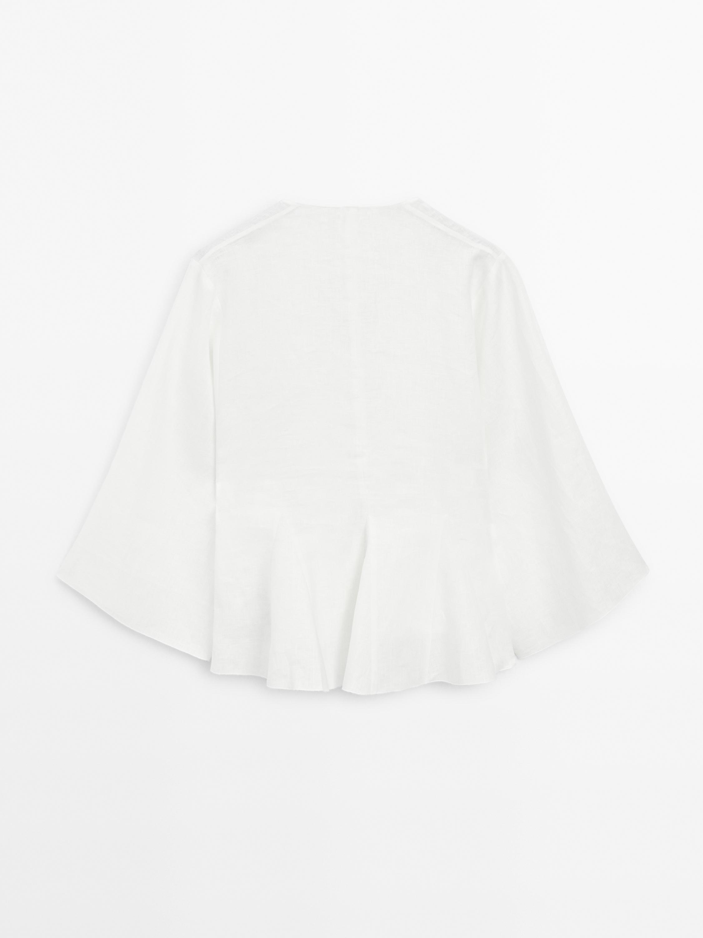 100% linen blouse with godet details - STUDIO