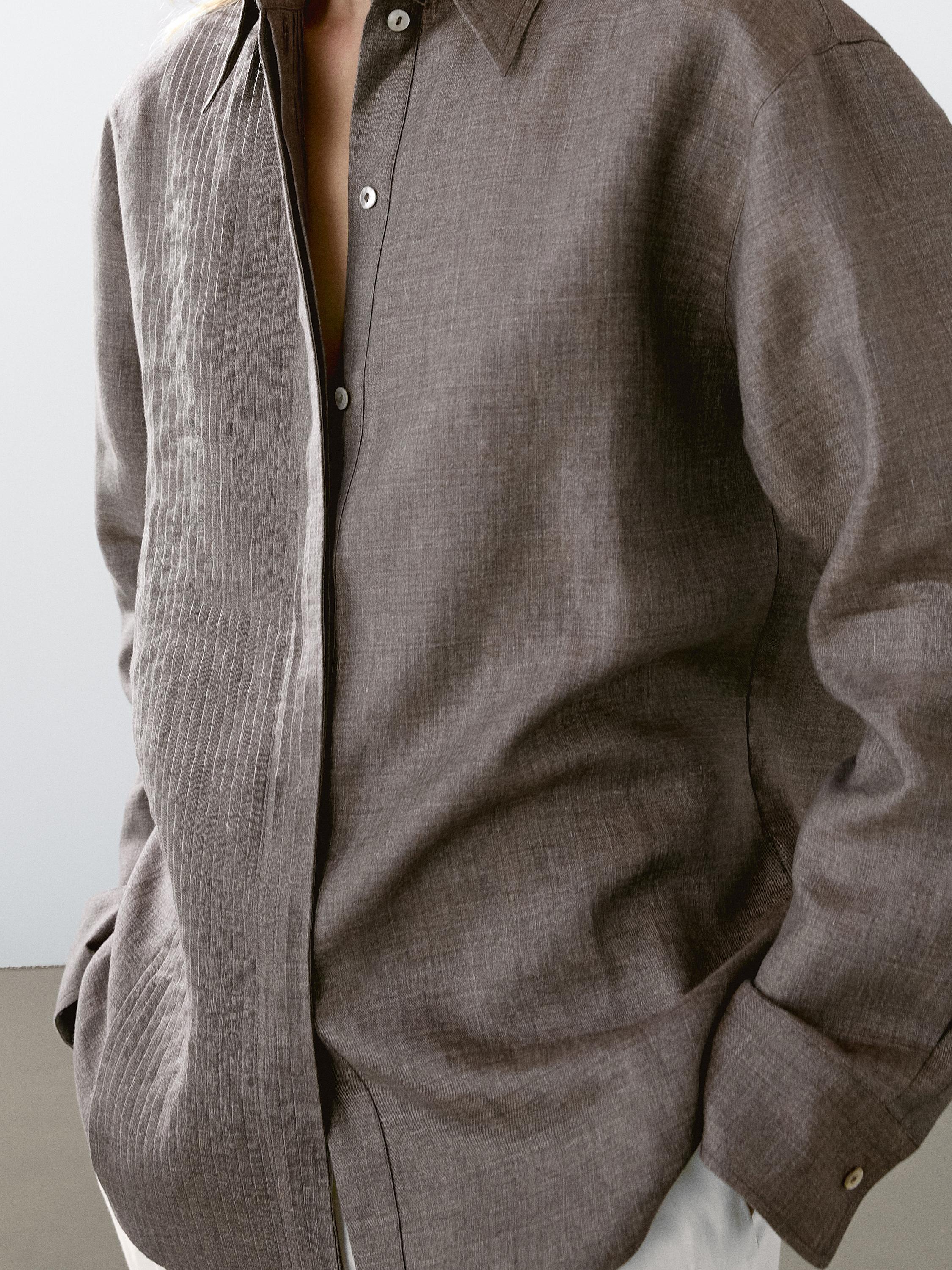 Lightweight 100% linen shirt with pintucks