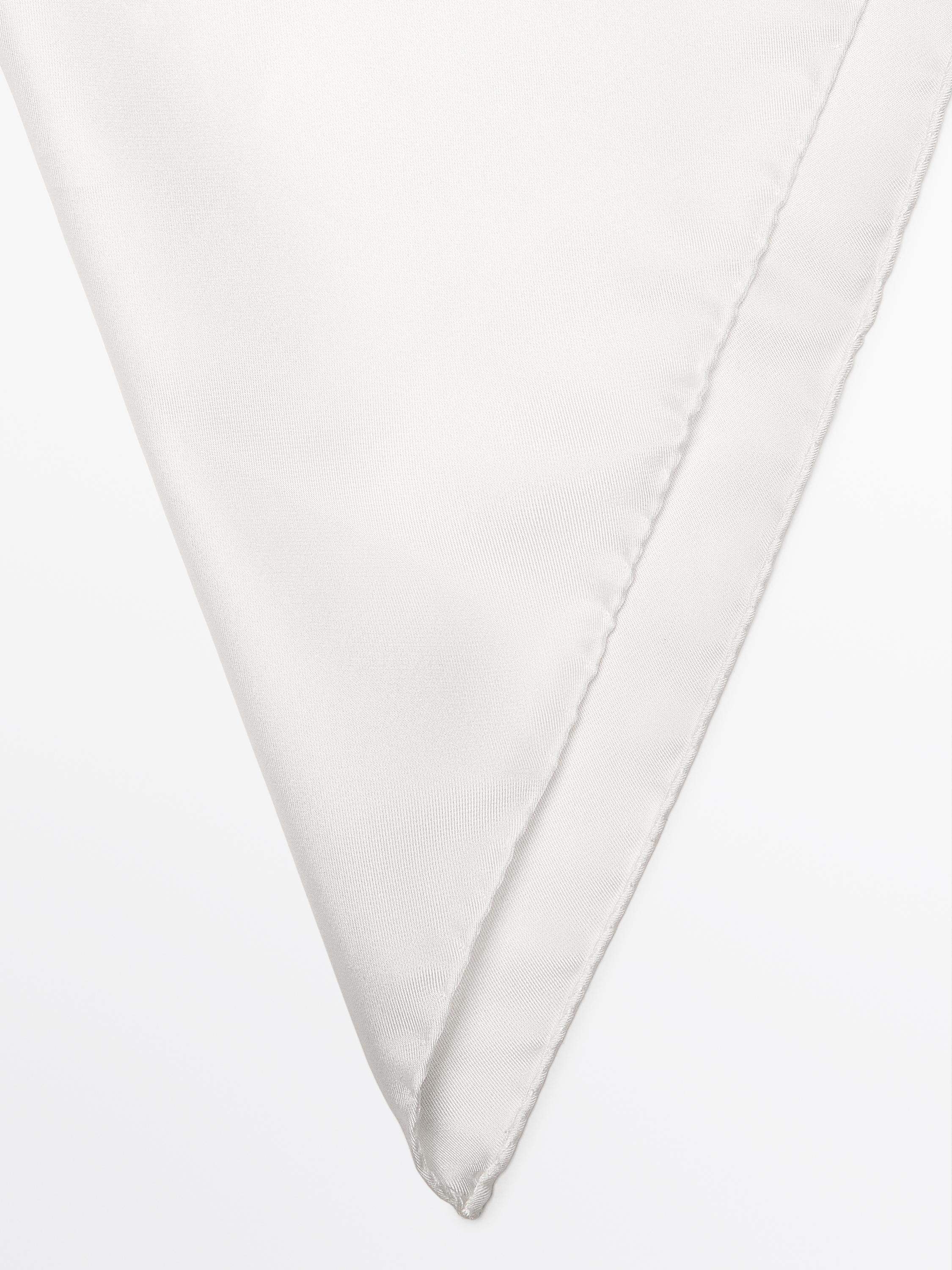 Plain 100% silk pocket square — WHITE
