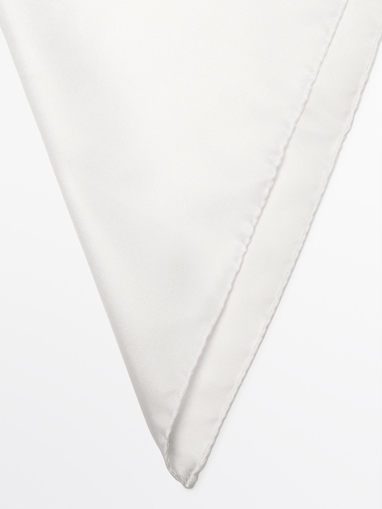 Plain 100% silk pocket square — WHITE