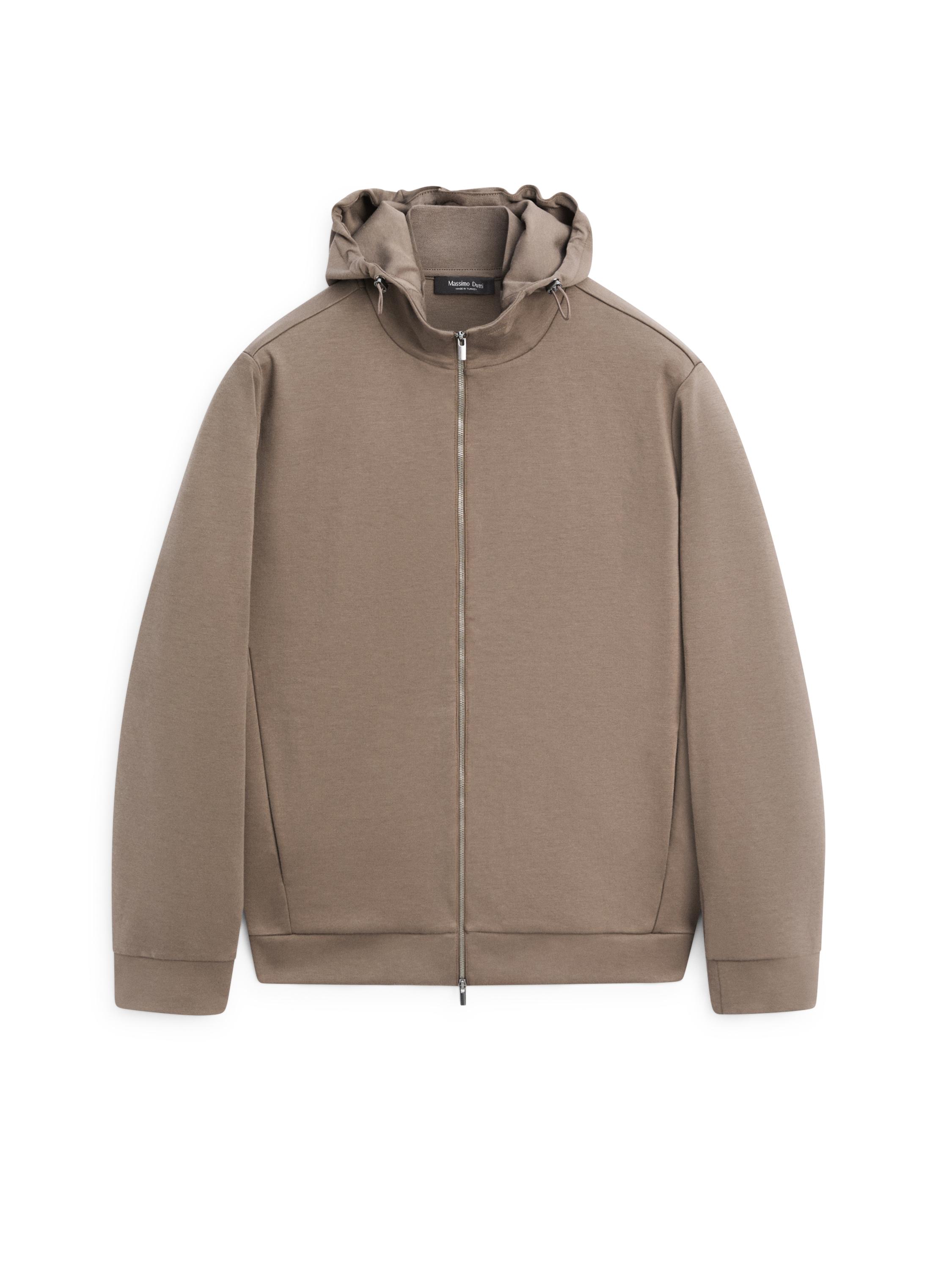 Cotton blend hooded jacket — KHAKI