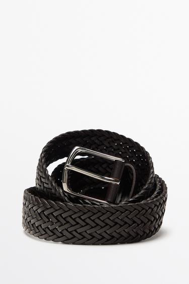 Braided nappa leather belt — BROWN 4