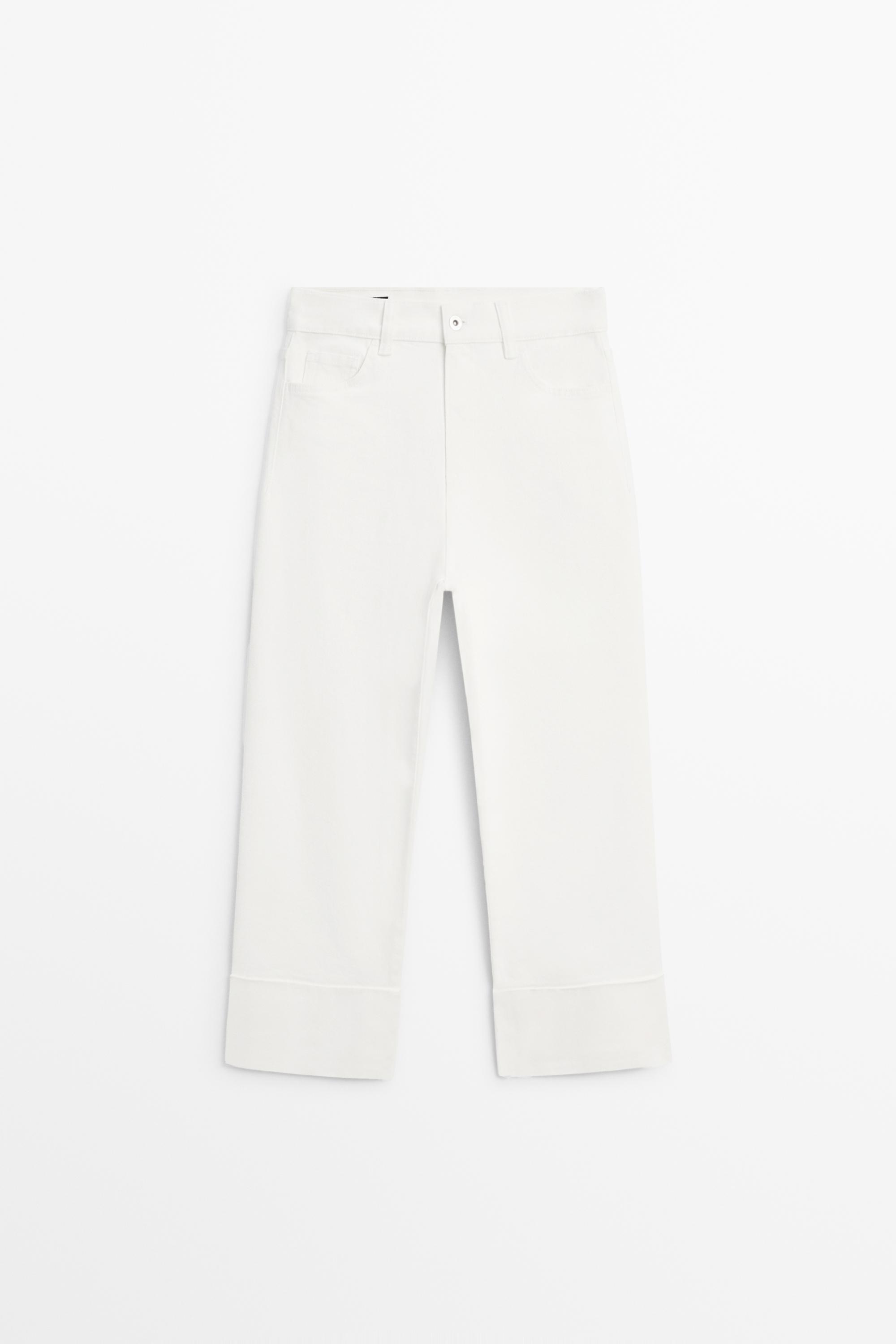 Mid-rise capri jeans with turn-up hems — Off white