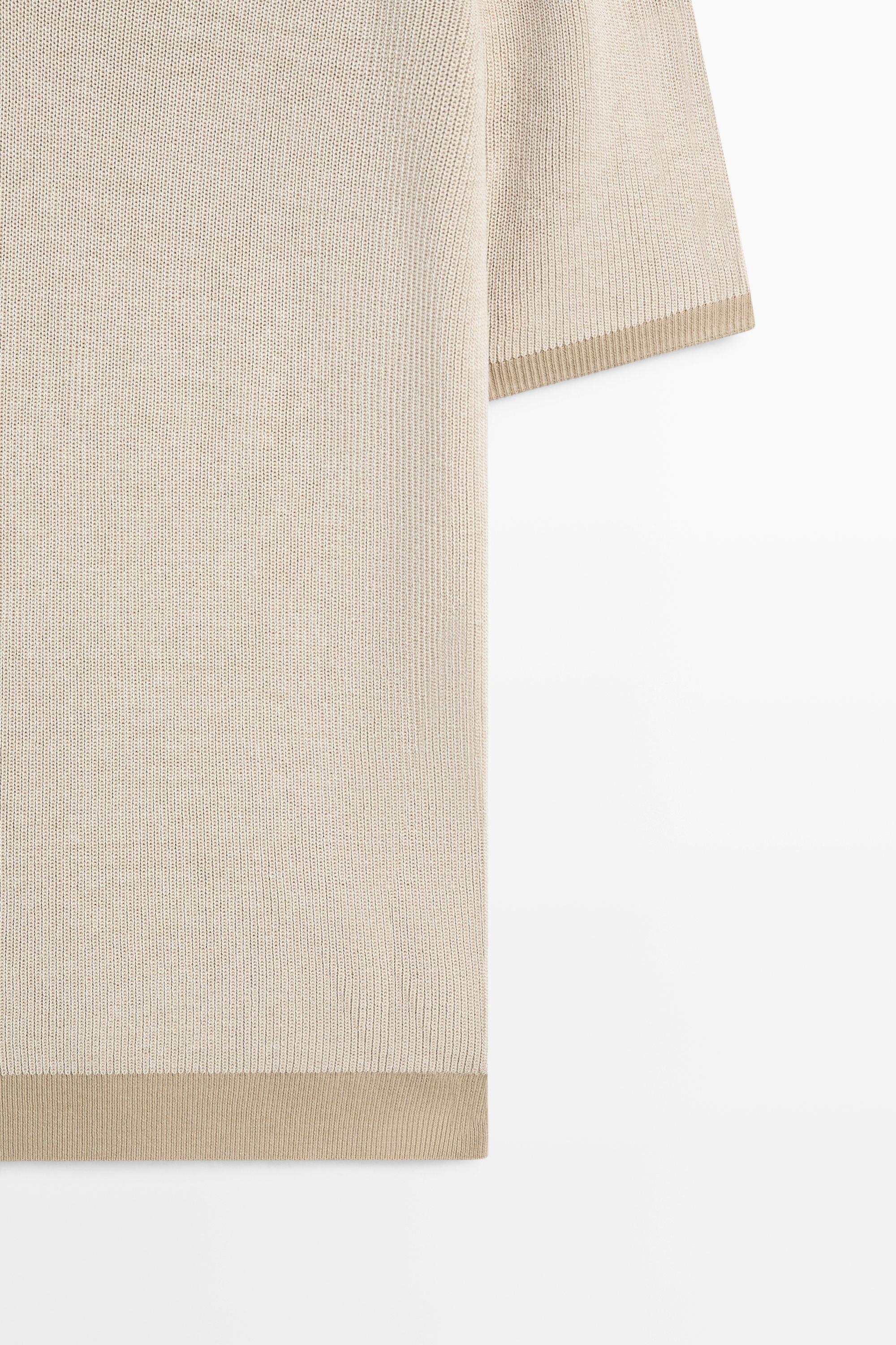 100% Cotton knit polo sweater — CREAM