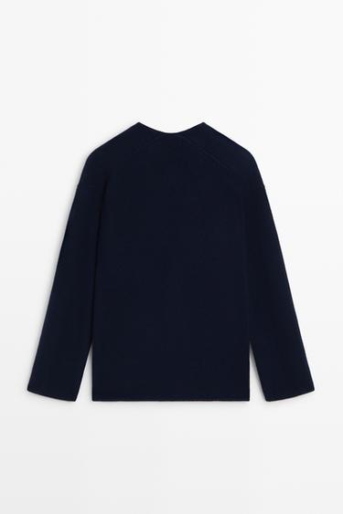 Wool-blend knit V-neck sweater — INDIGO BLUE 6