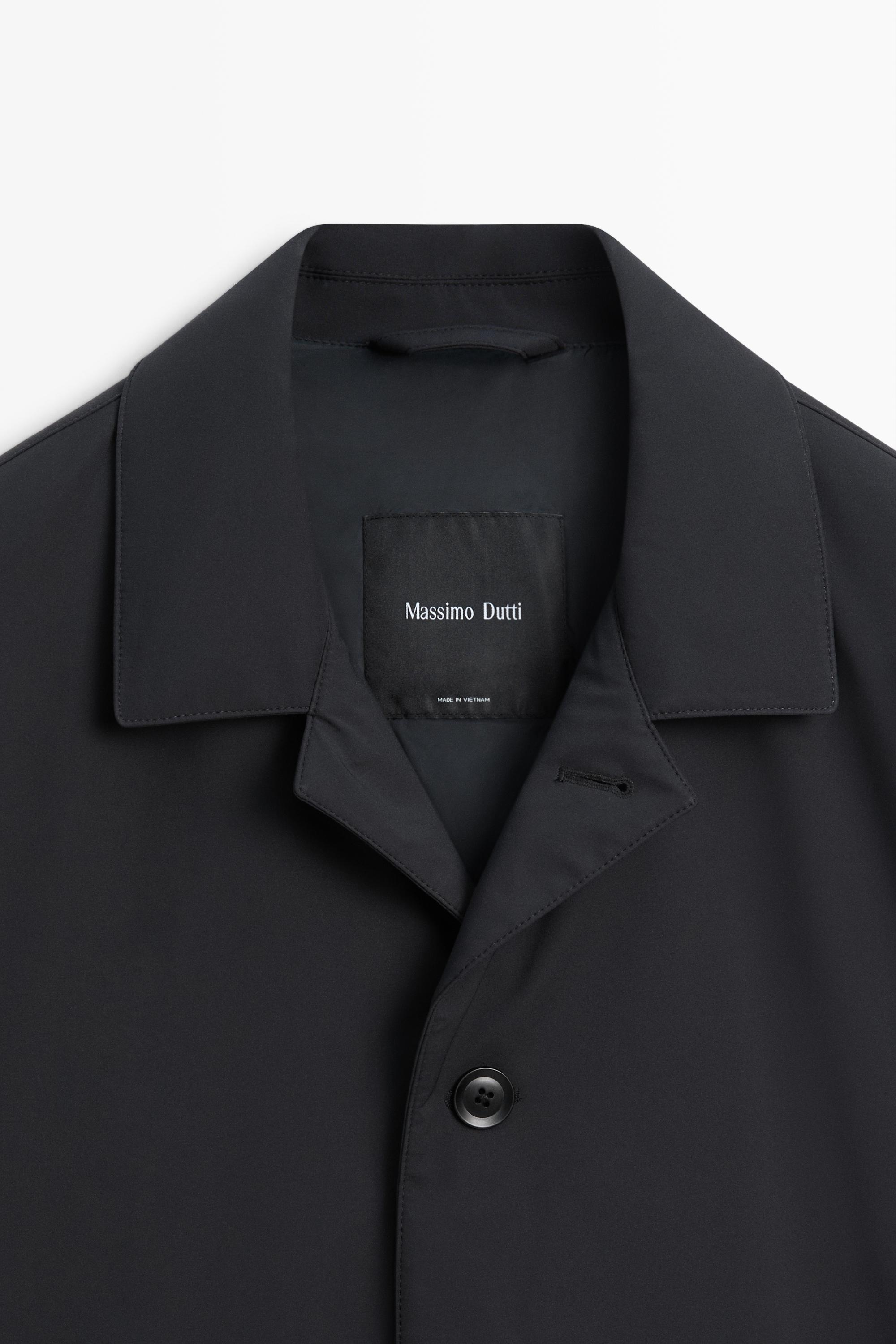 Long collar detail trench coat — DARK NAVY