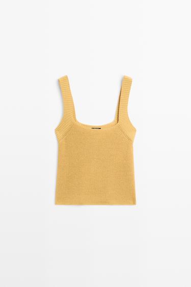 Ribbed knit tank top — MUSTARD YELLOW 2