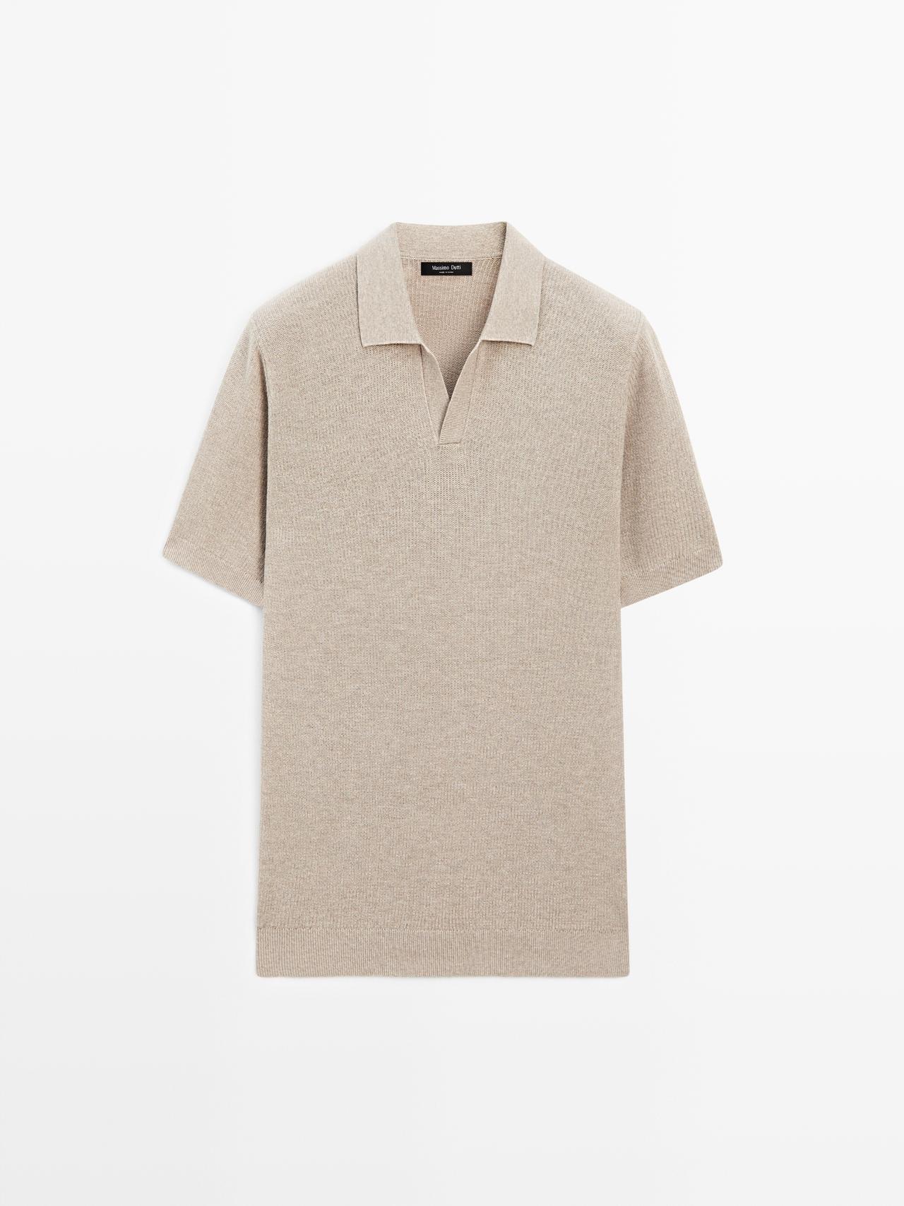 Camisola Tipo Polo De Malha 100% Algodão - Bege - L - Massimo Dutti - Homem
