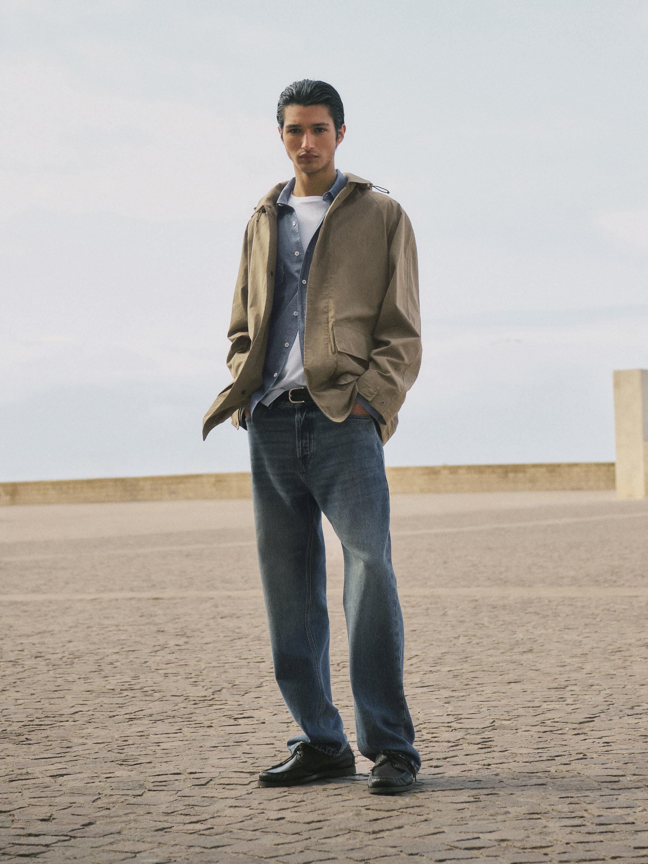 Cotton blend parka with pockets — BEIGE