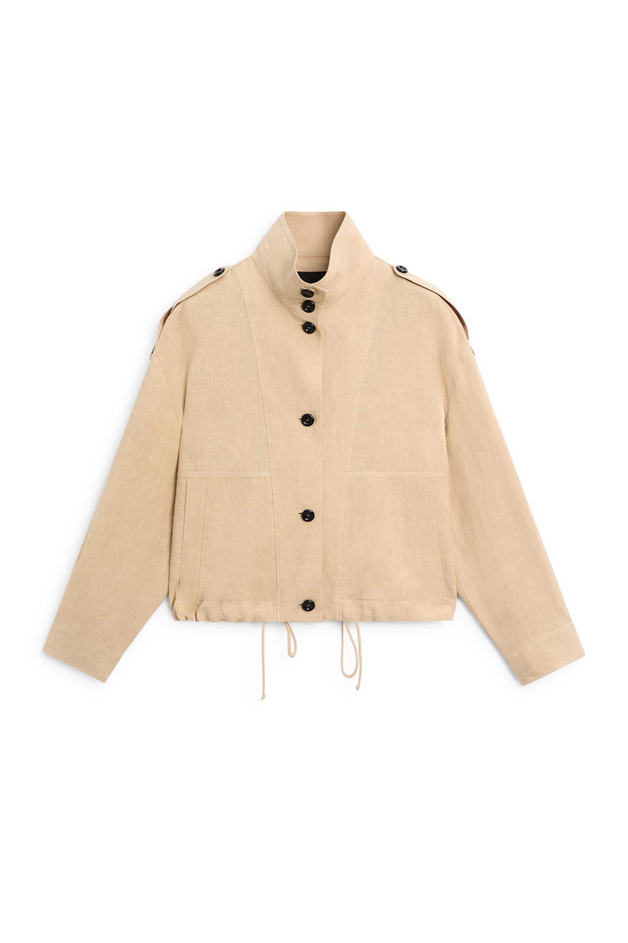 100% linen fluid bomber jacket — MUSTARD YELLOW