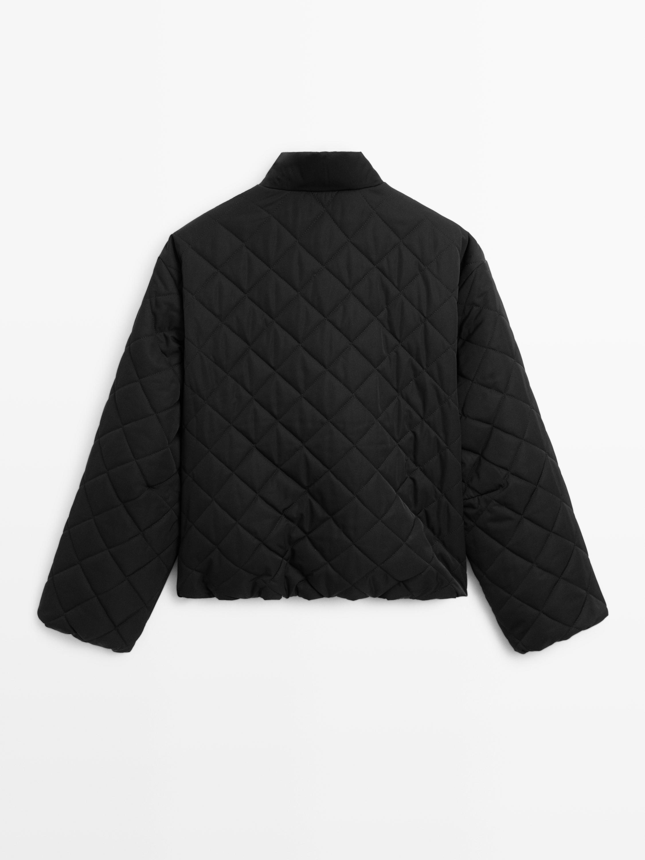 Short water-repellent puffer jacket — BLACK