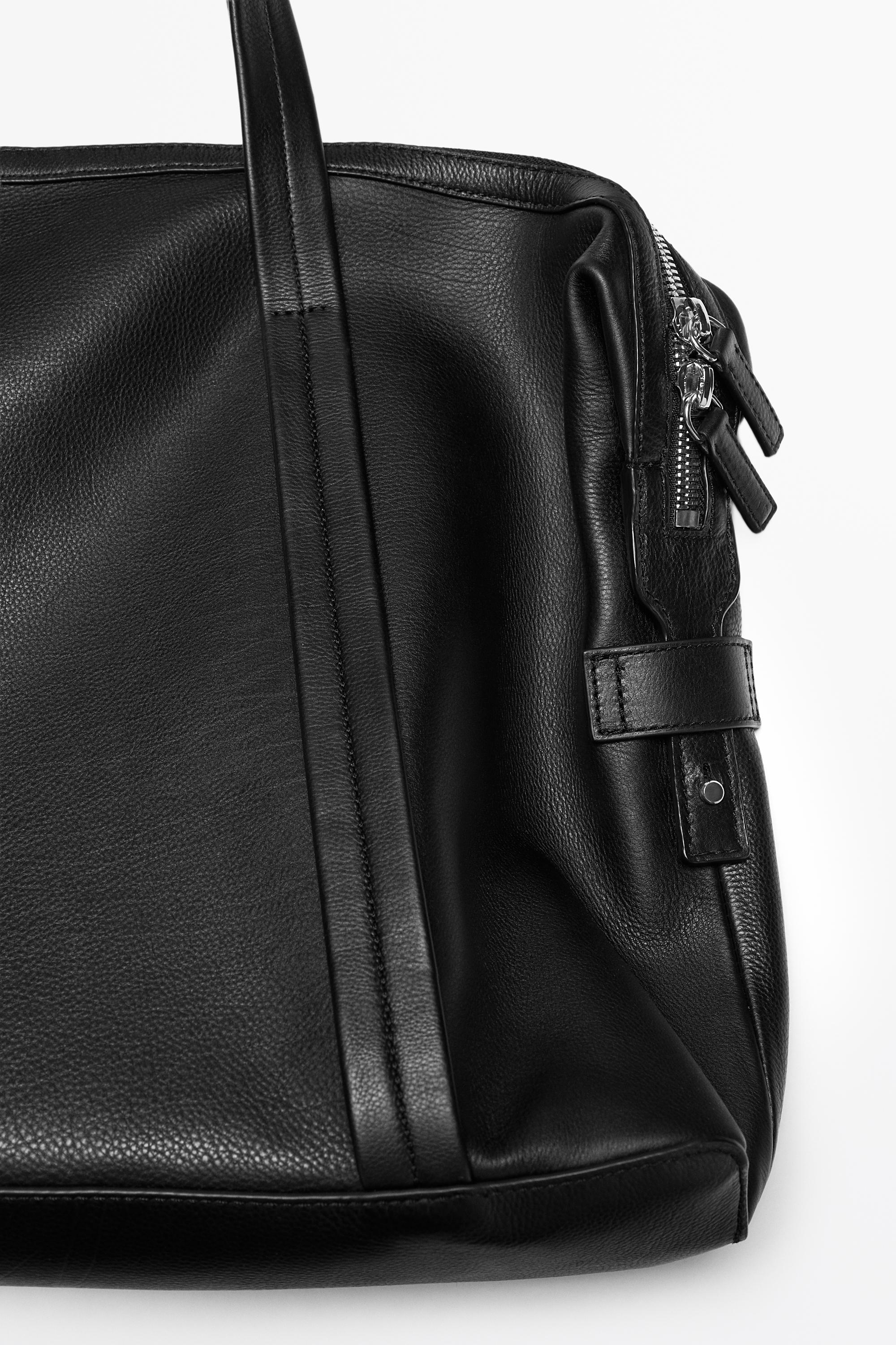 Nappa leather carry-on bag — BLACK
