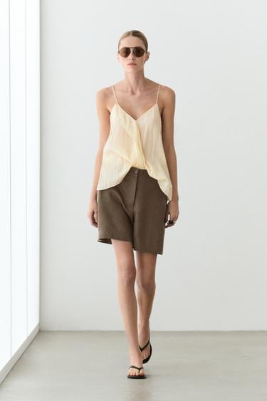 Pleated 100% linen shorts — MOSS 1