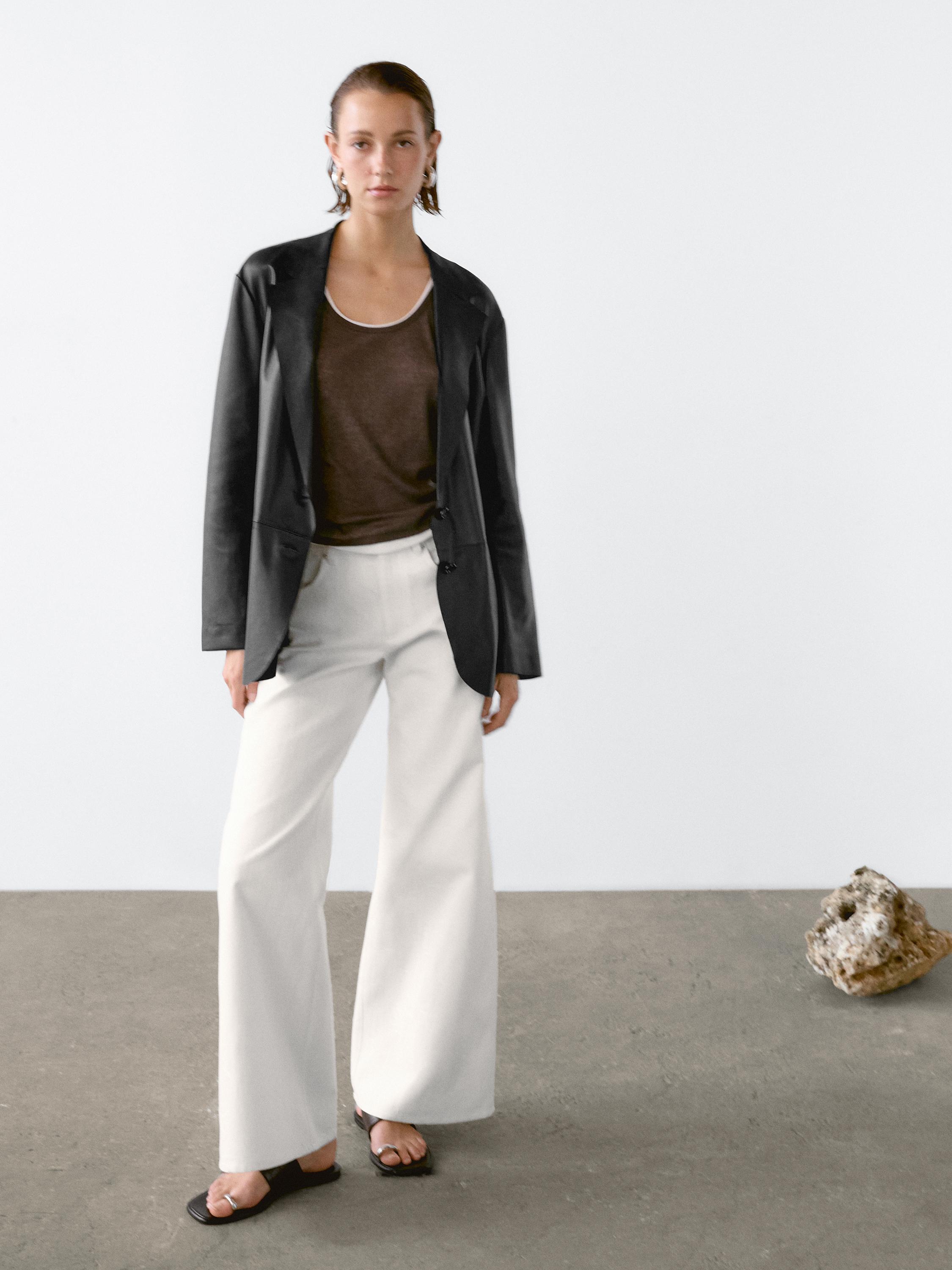Flowing suede leather blazer