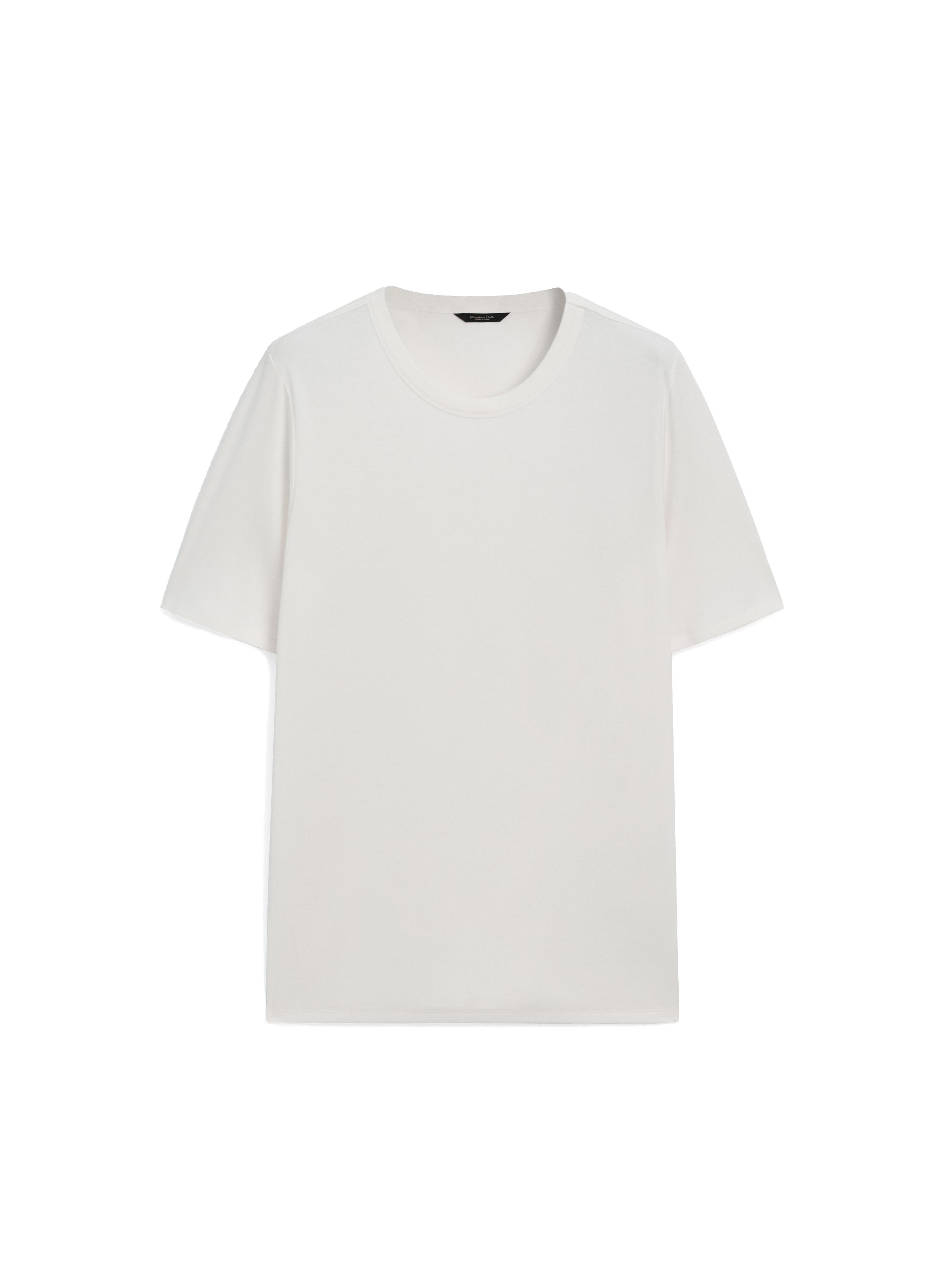 Short sleeve cotton and silk T-shirt — CREAM