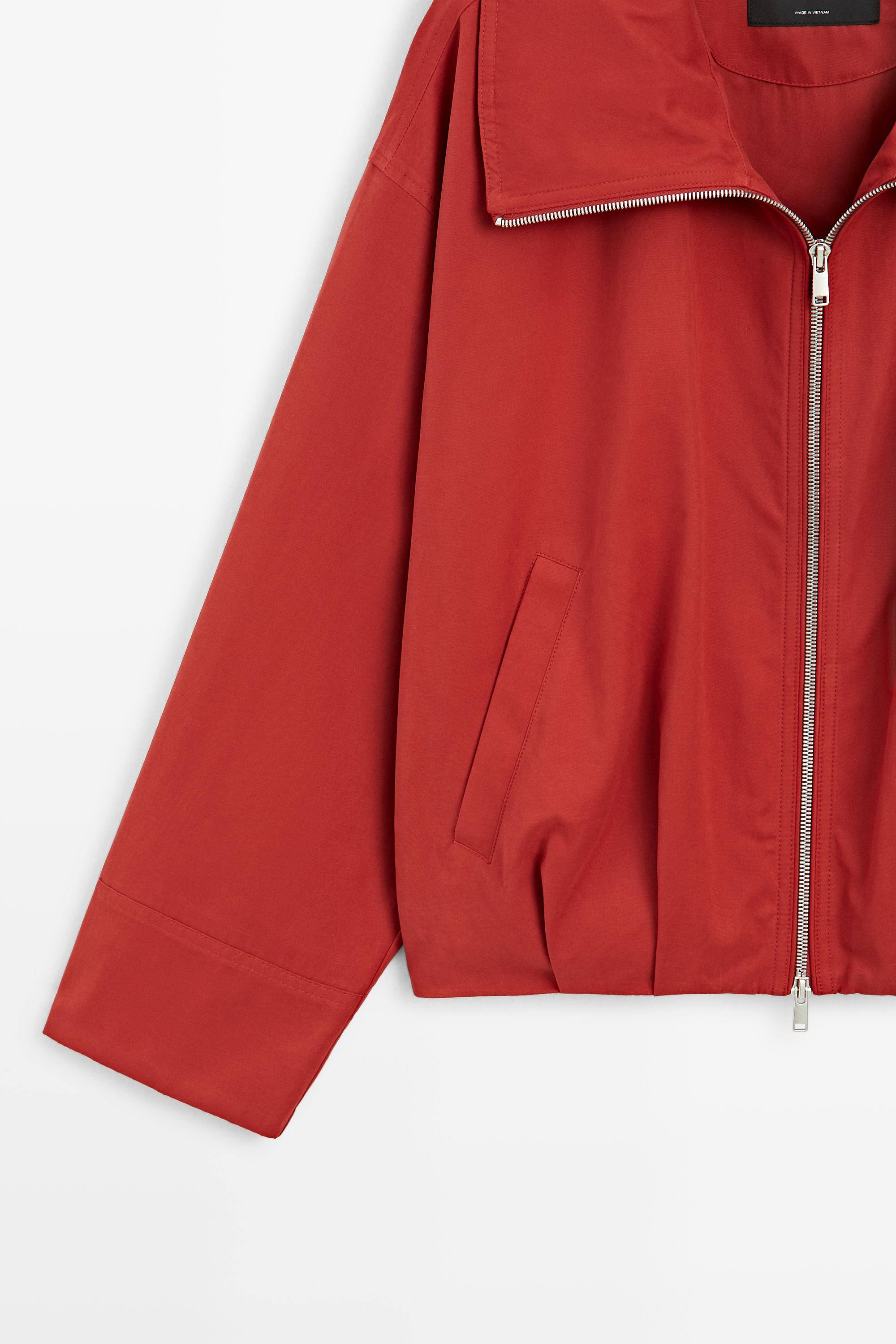 Cotton blend gathered bomber jacket — DARK PINK