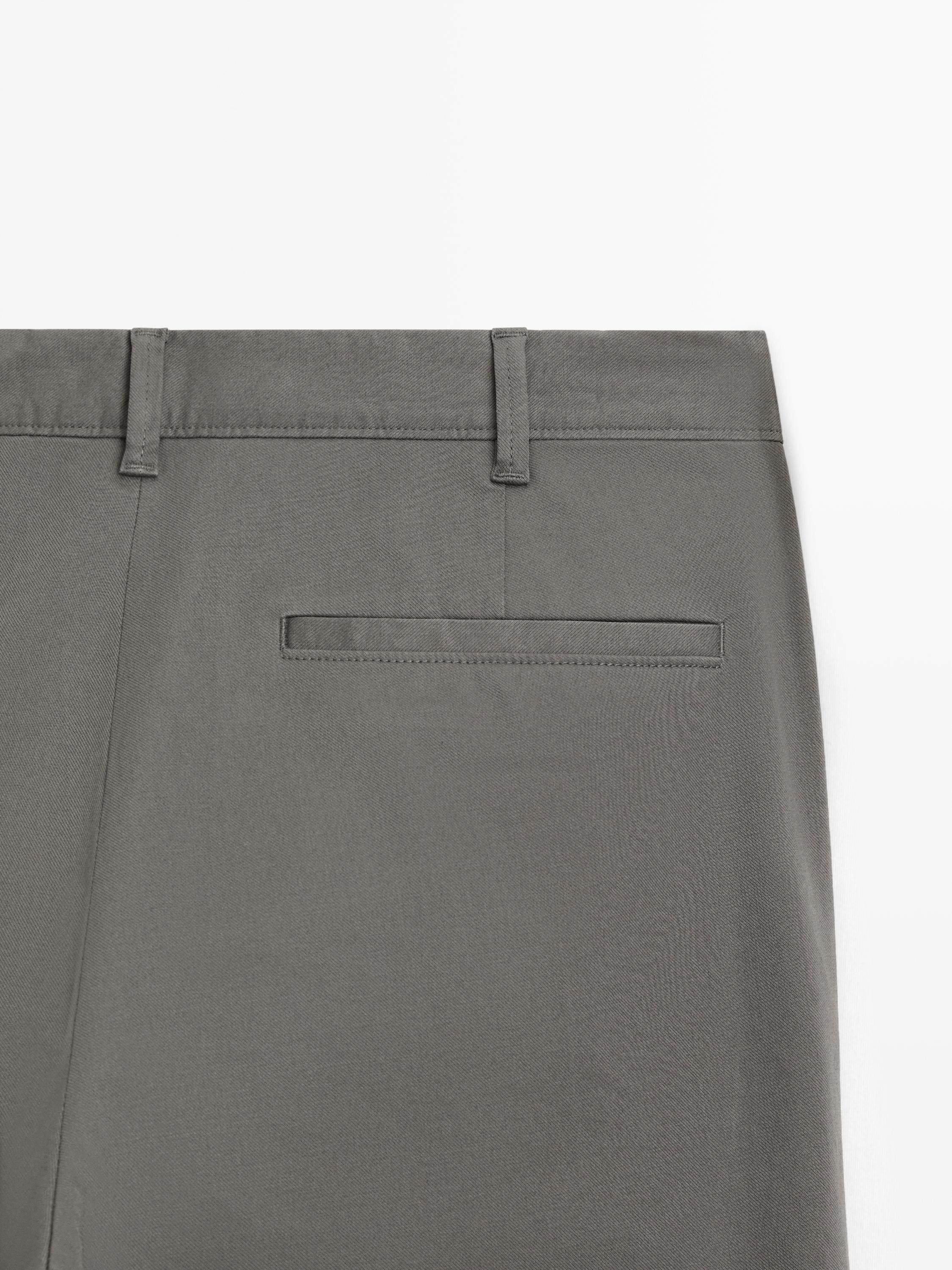 Cotton blend slim fit pants — GREY