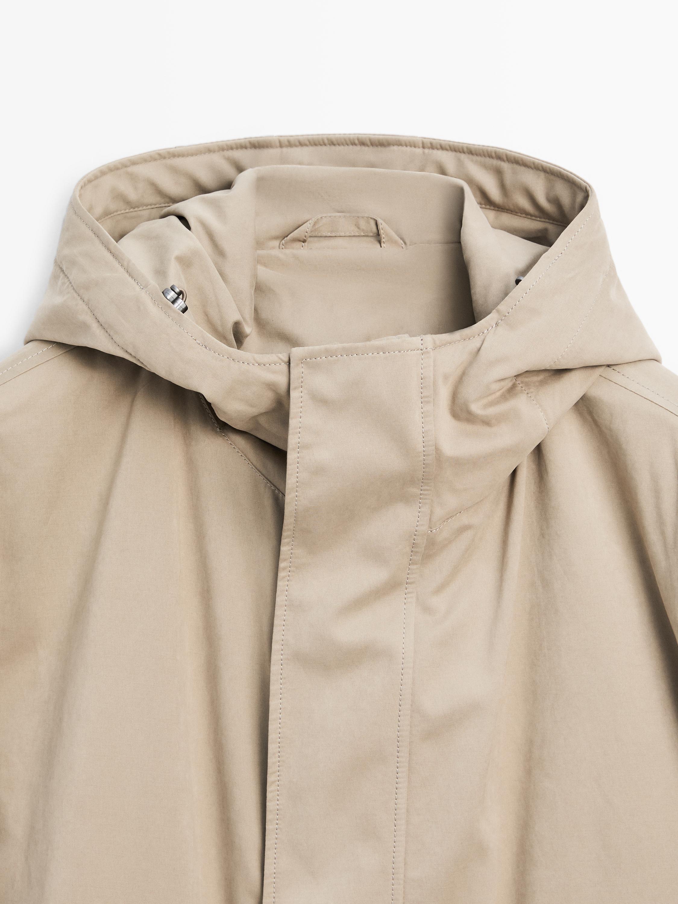 Parka made of water-repellent peach-effect fabric