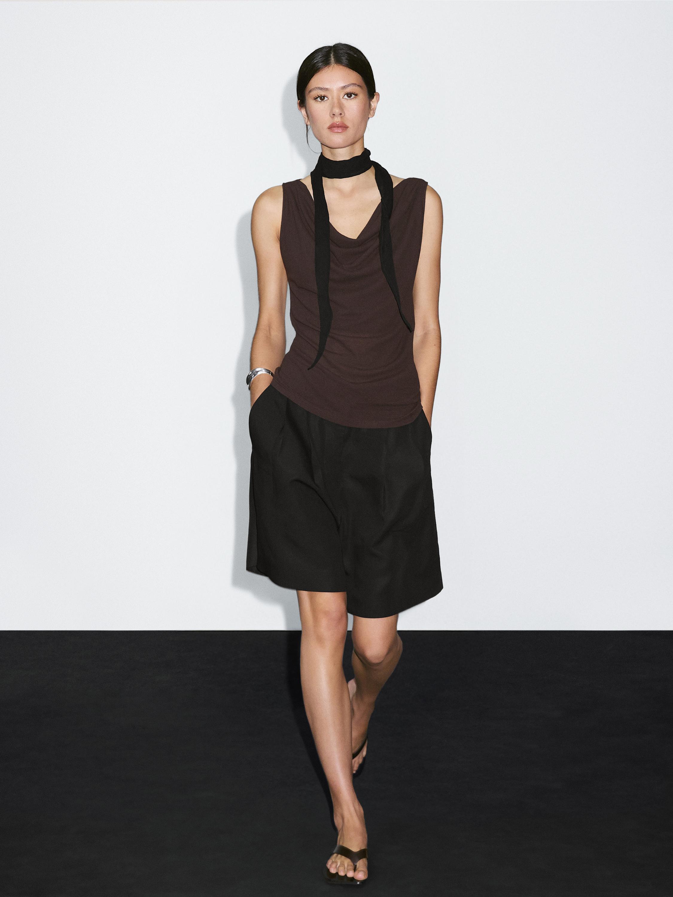 Top escote drapeado 100% algodón