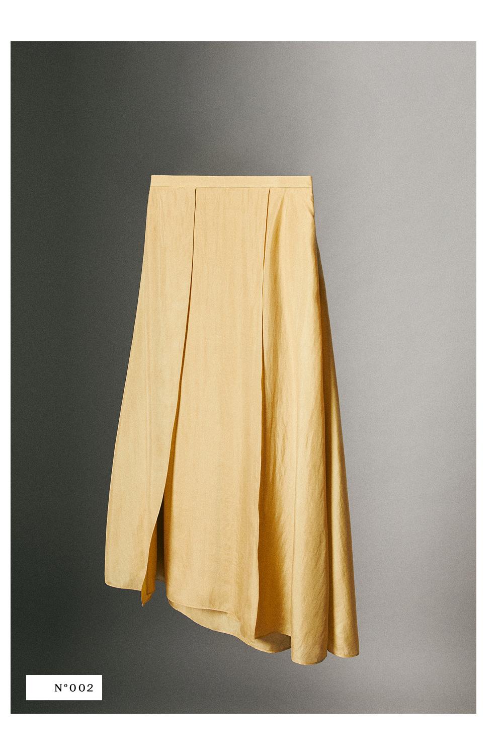 100% silk flowing midi skirt co-ord — YELLOW