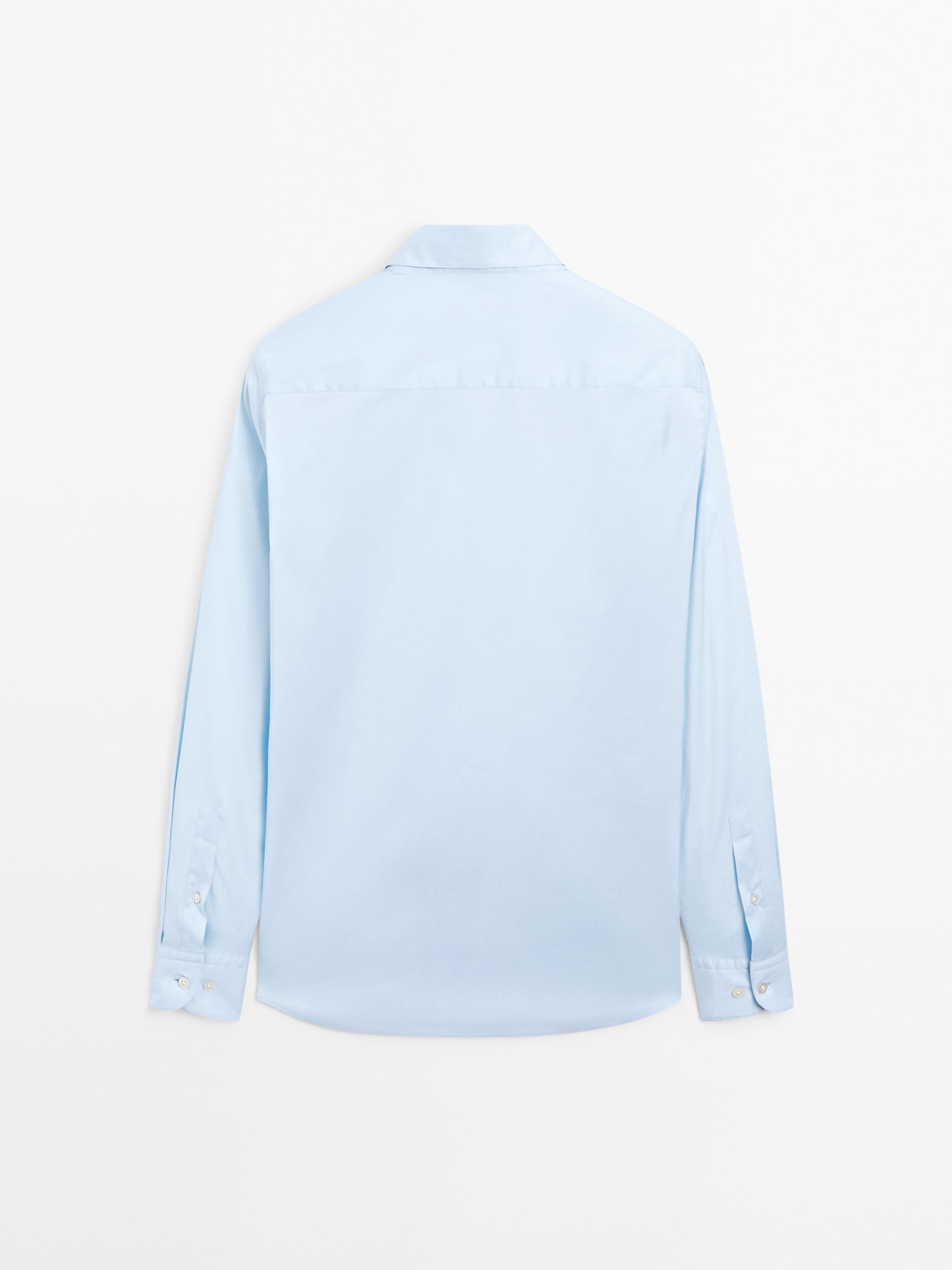 Slim fit stretch cotton blend shirt