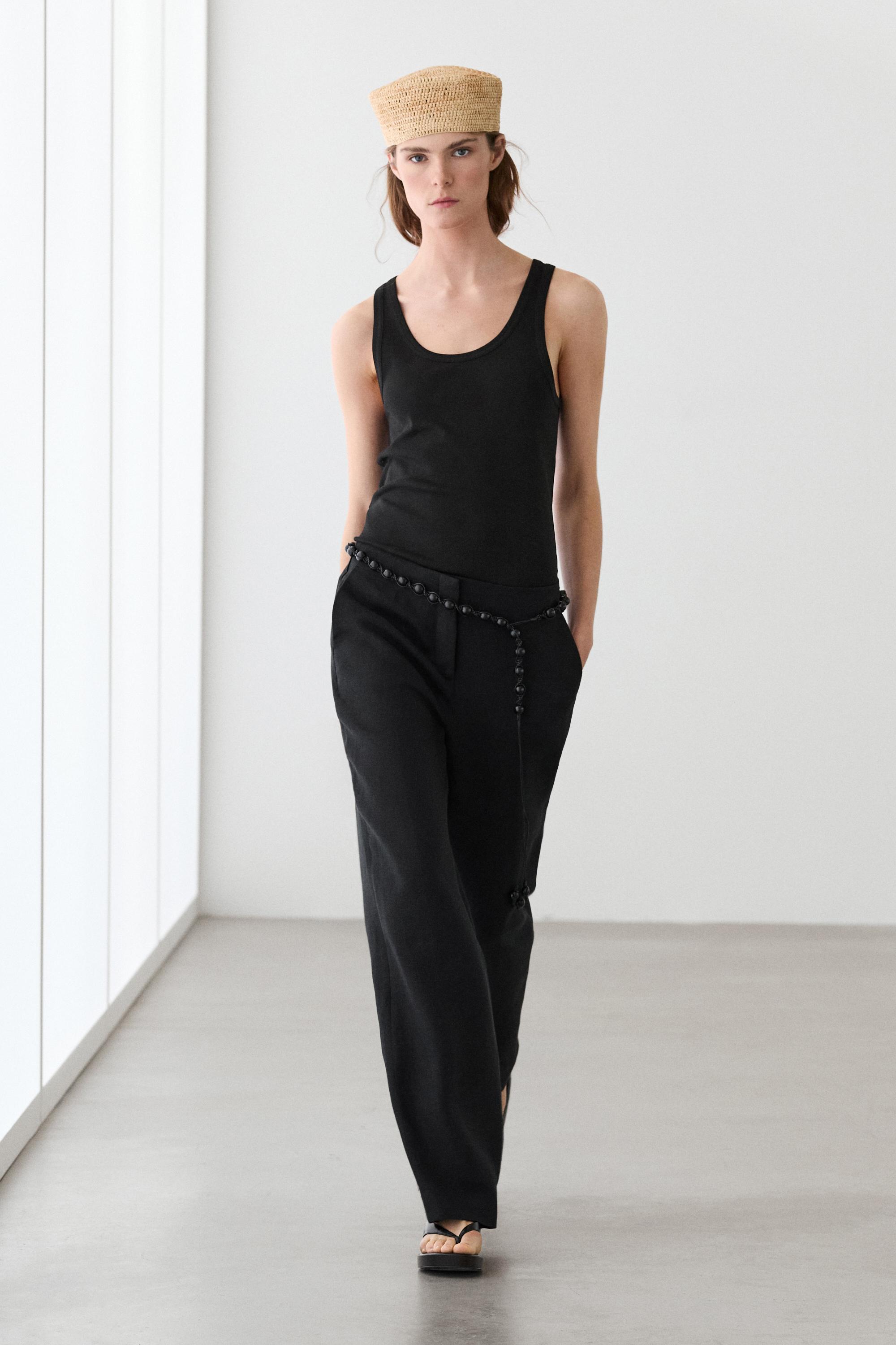 Sleeveless 100% cotton T-shirt — BLACK