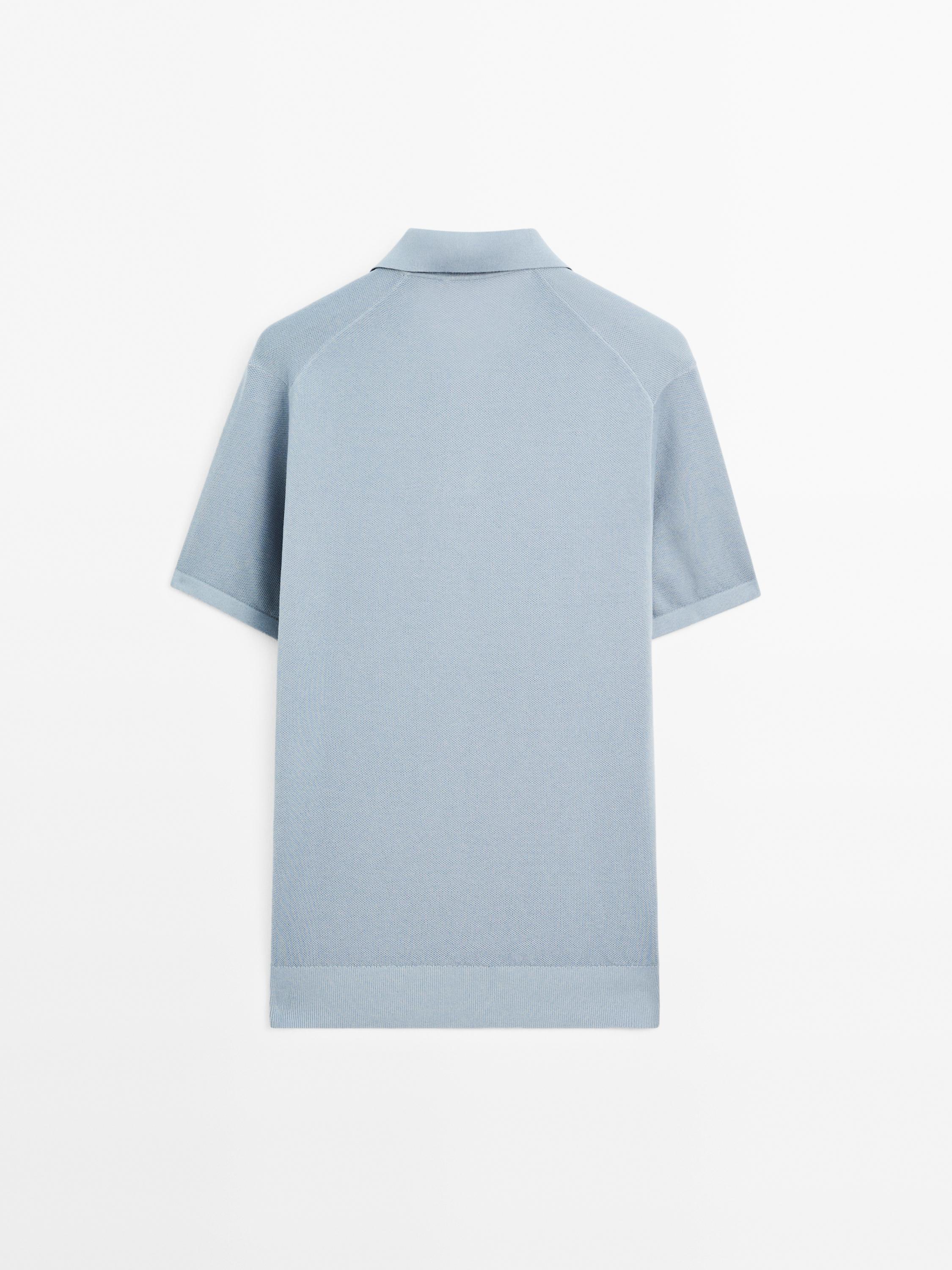 Knit V-neck polo shirt
