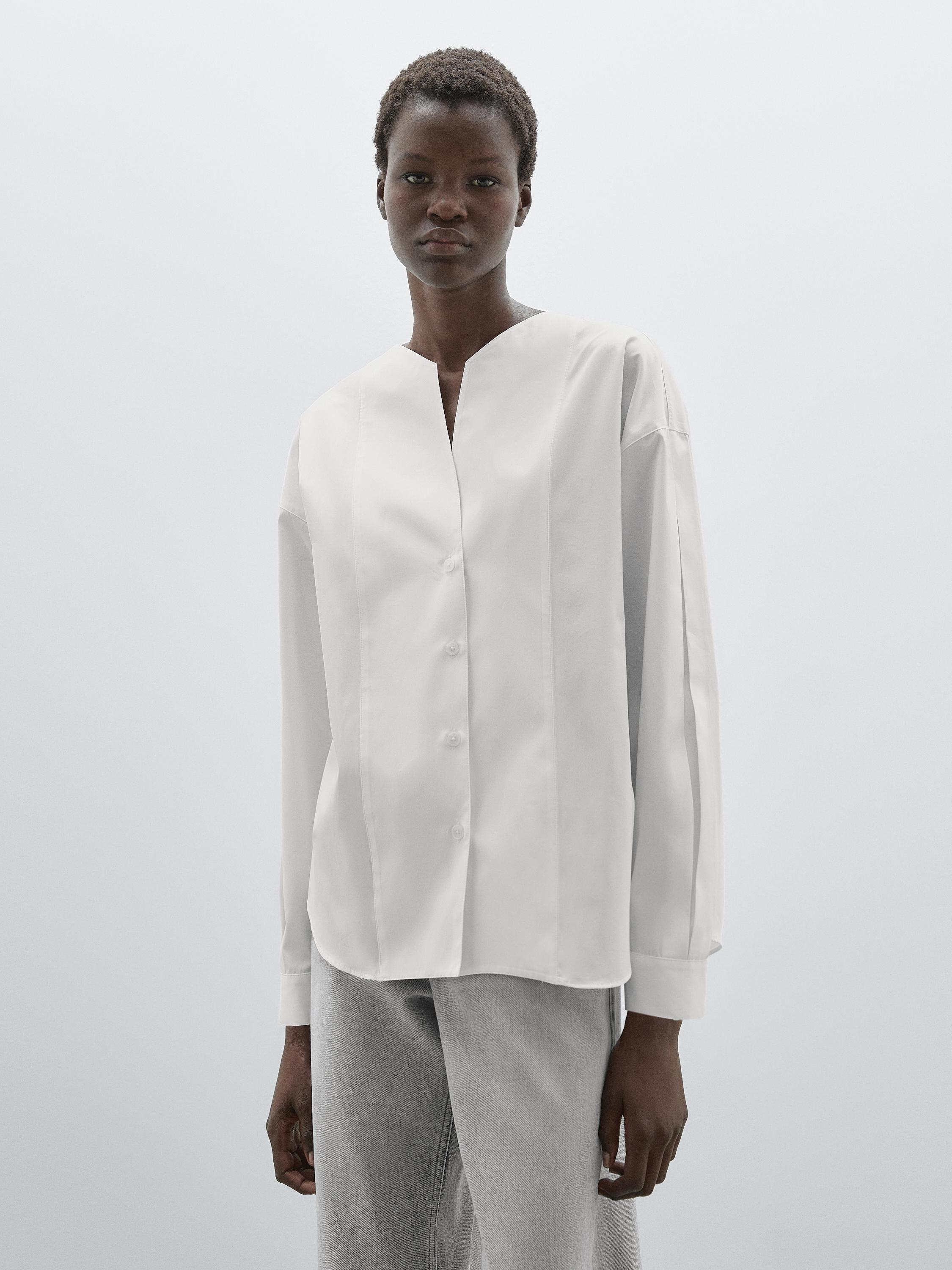 Poplin shirt with chest detailing