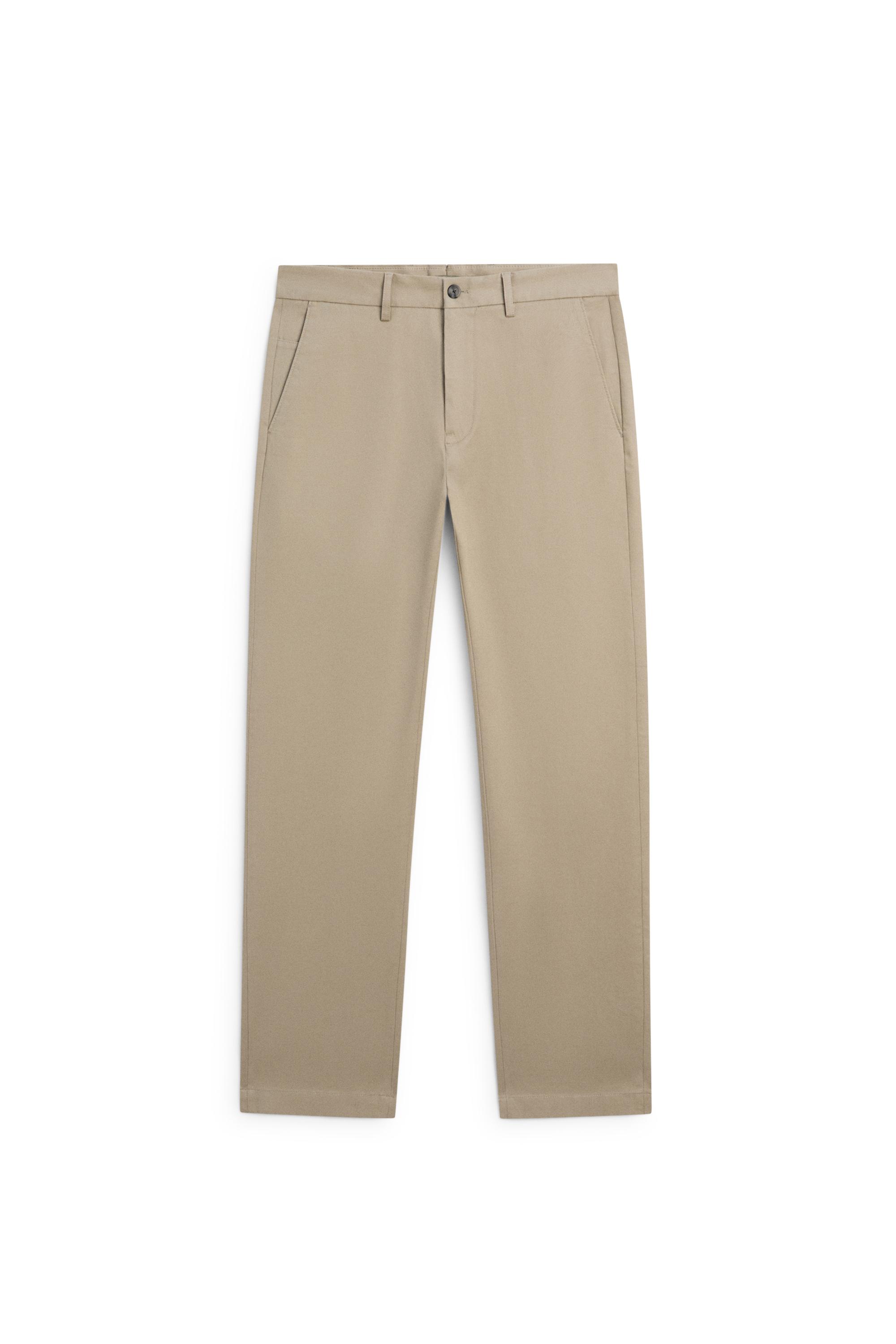 Cotton blend tapered fit trousers — GREEN