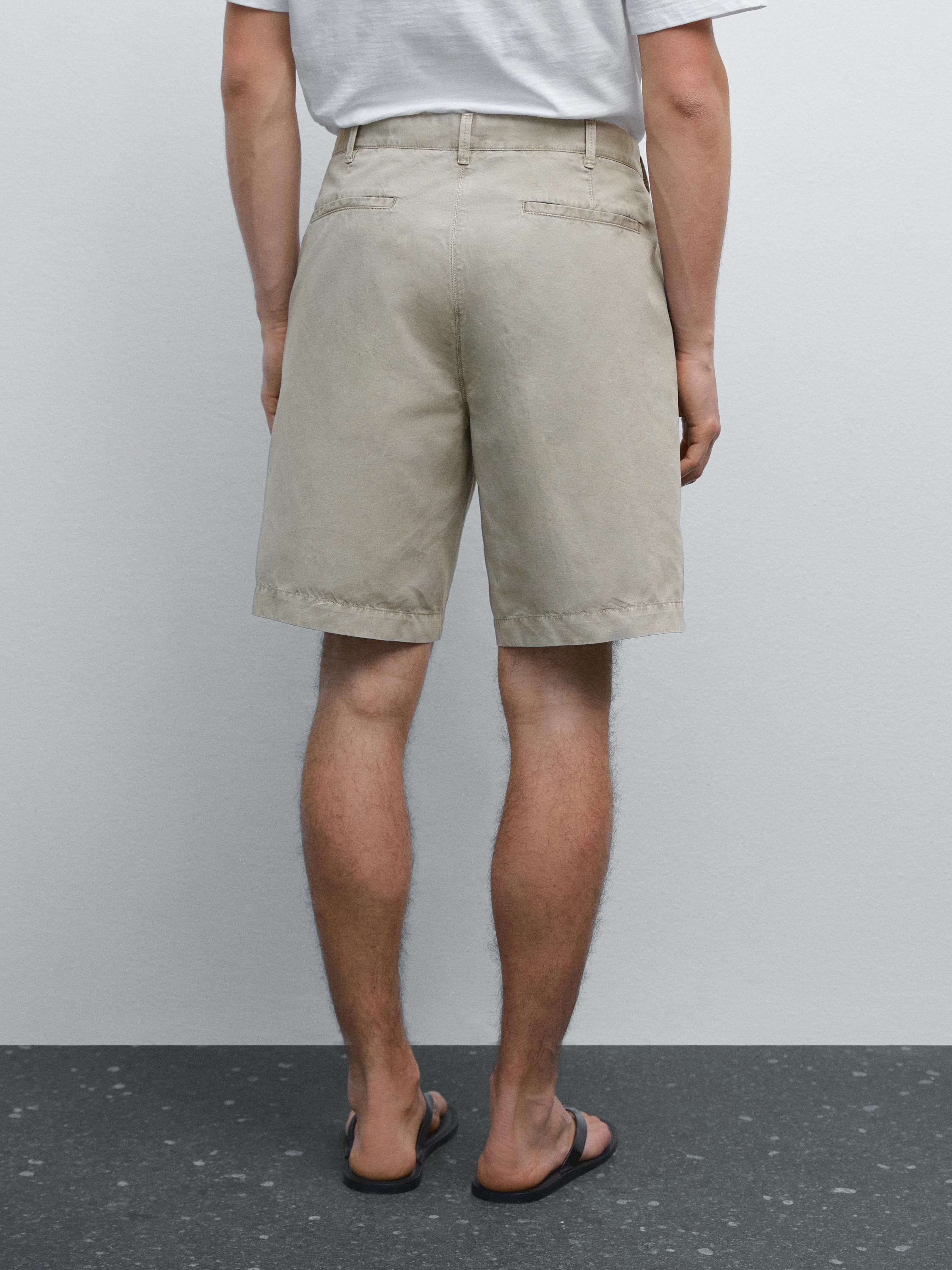Lightweight linen blend Bermuda shorts