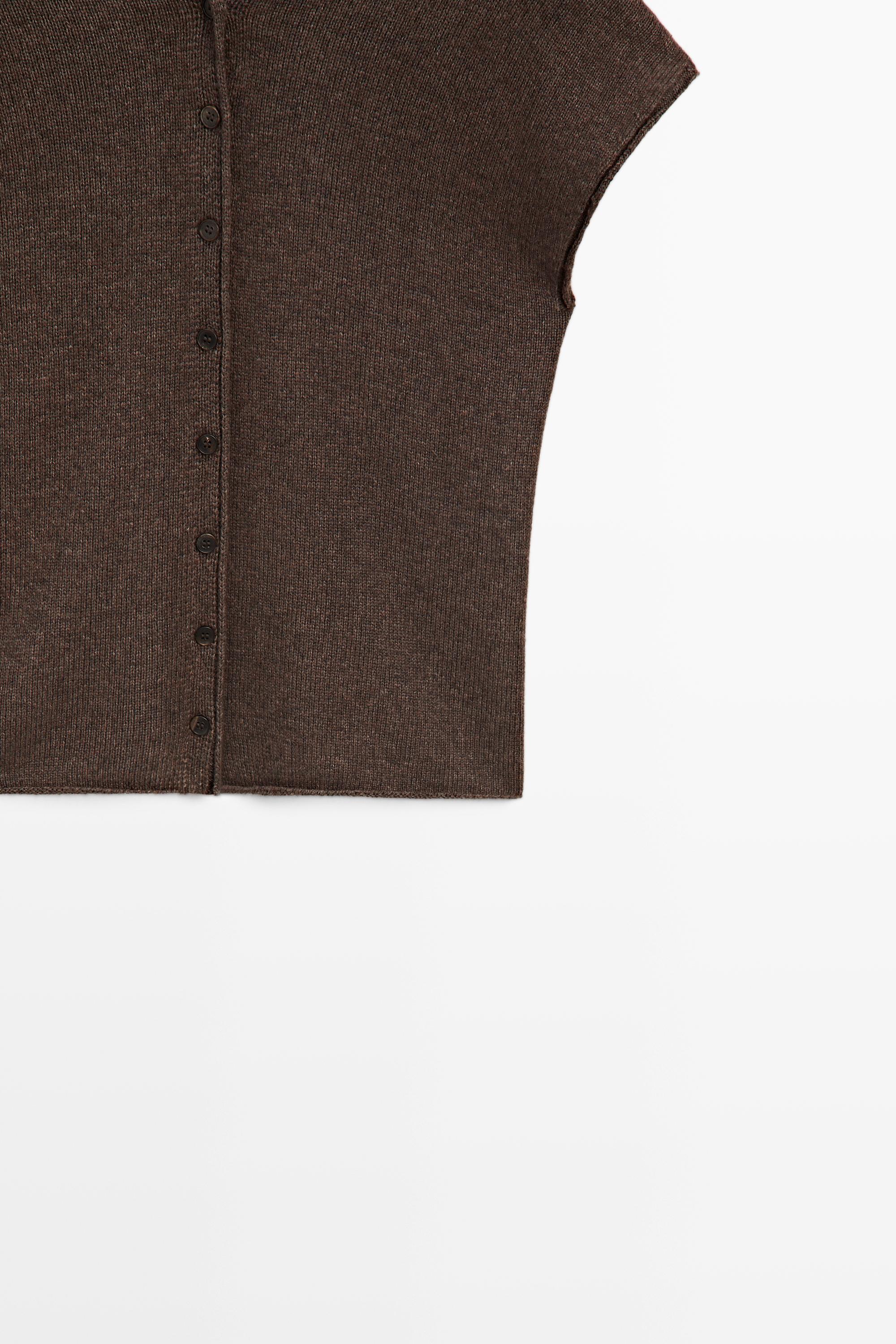 Wool blend V-neck knit vest — MOLE BROWN
