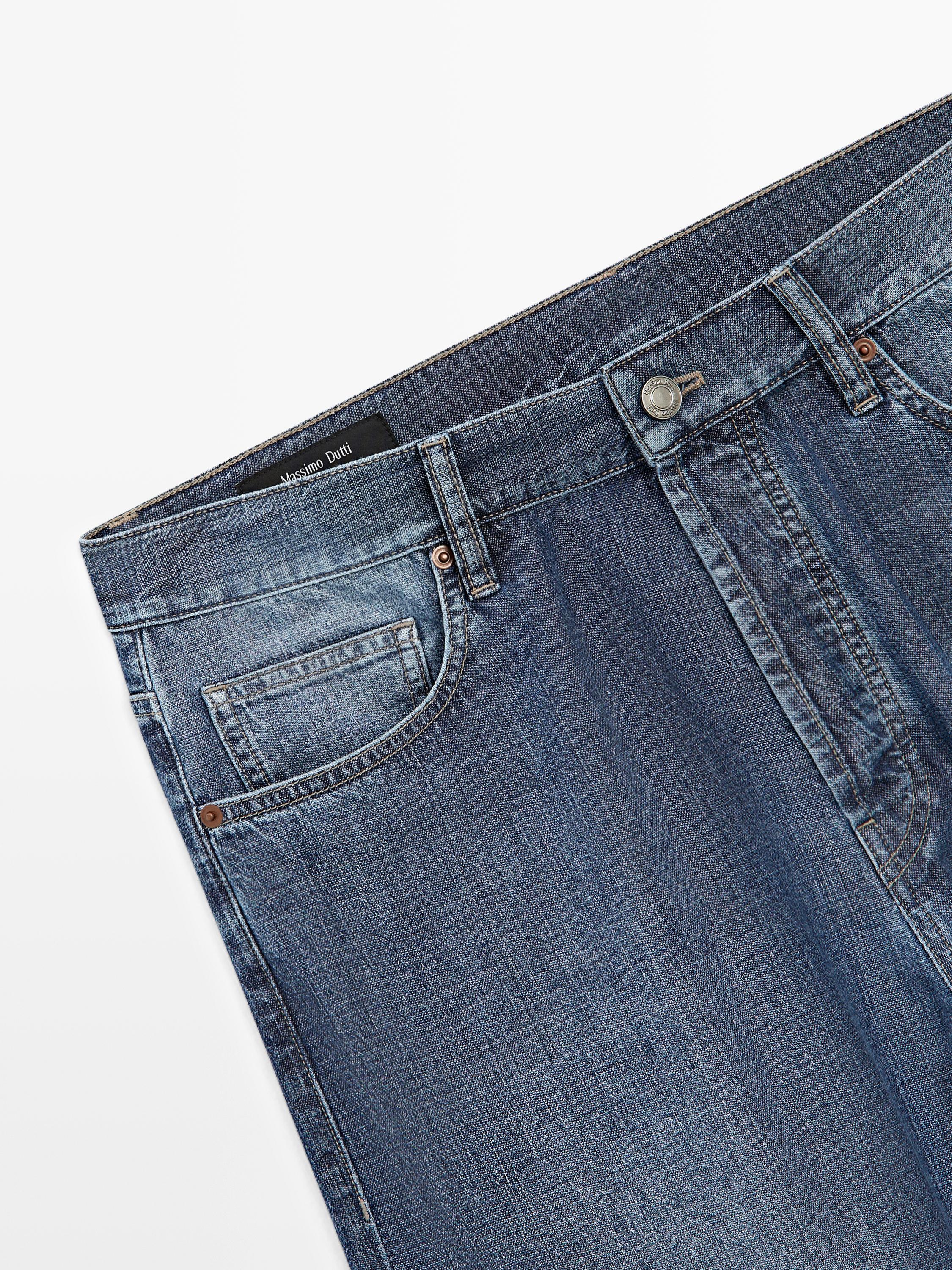 Lightweight straight-leg cotton jeans — INDIGO