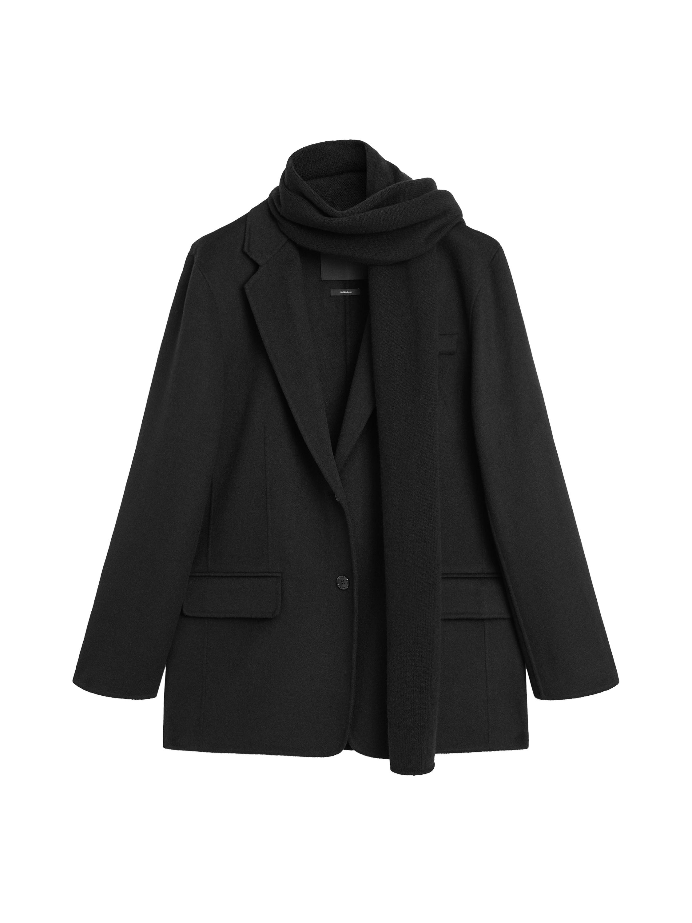 Blazer aus Wollmischgewebe mit Schal